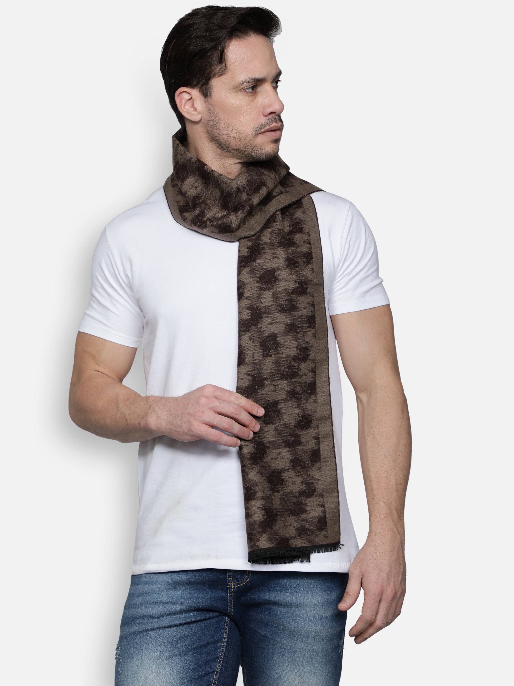 Alvaro Castagnino Men's Brown Checked Muffler