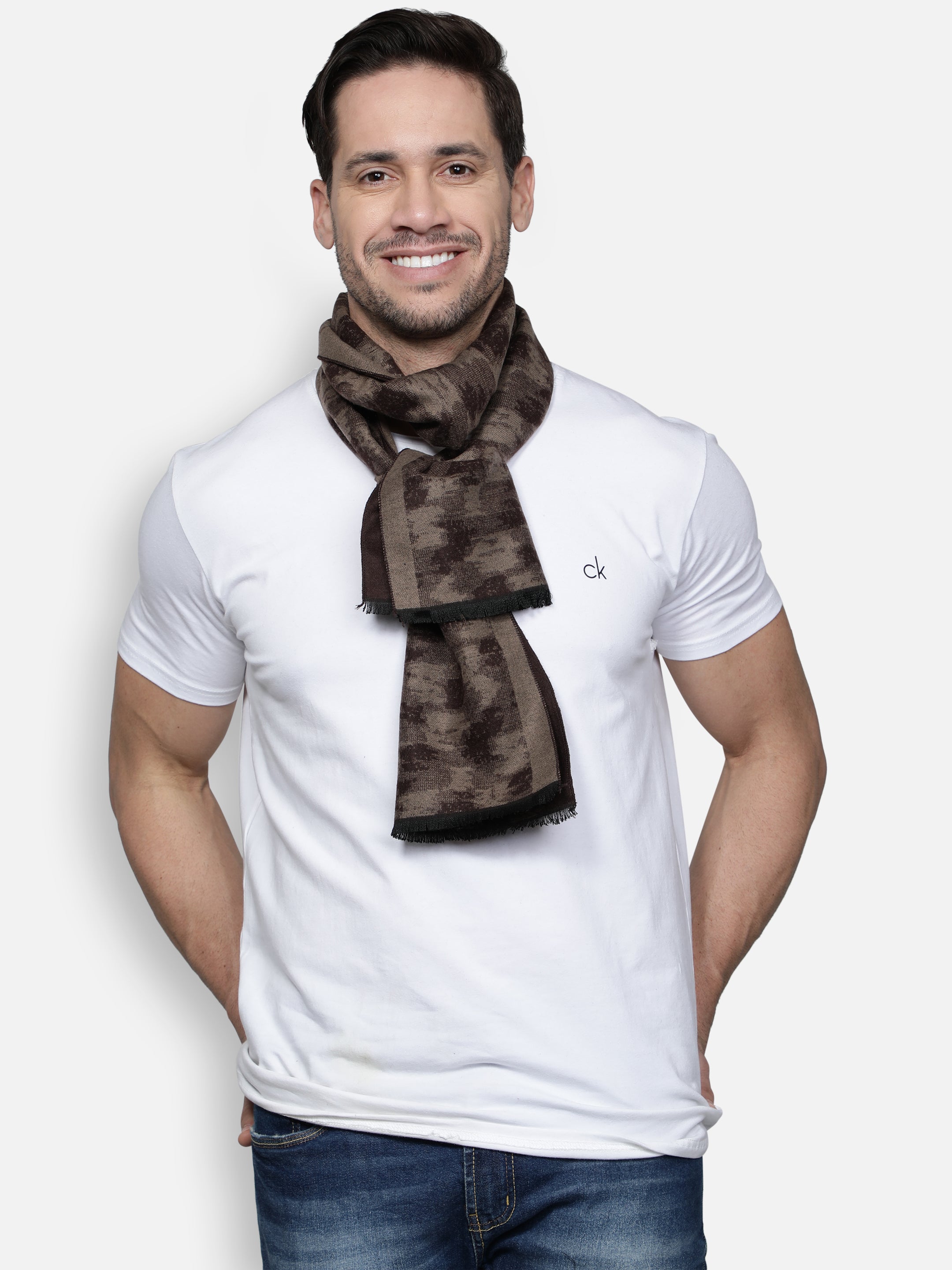 Alvaro Castagnino Men's Brown Checked Muffler