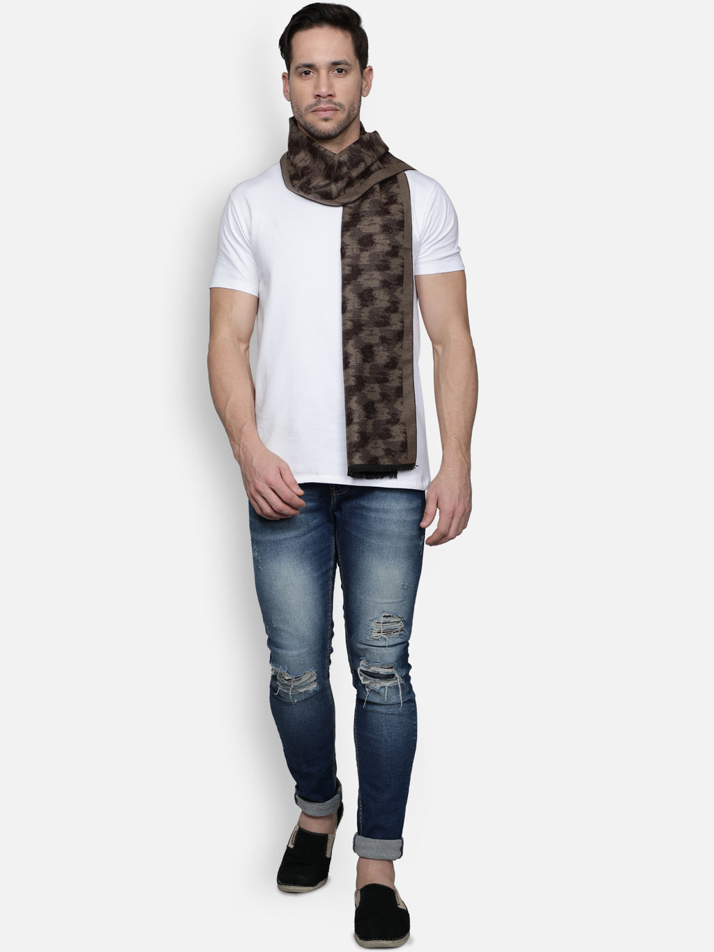 Alvaro Castagnino Men's Brown Checked Muffler