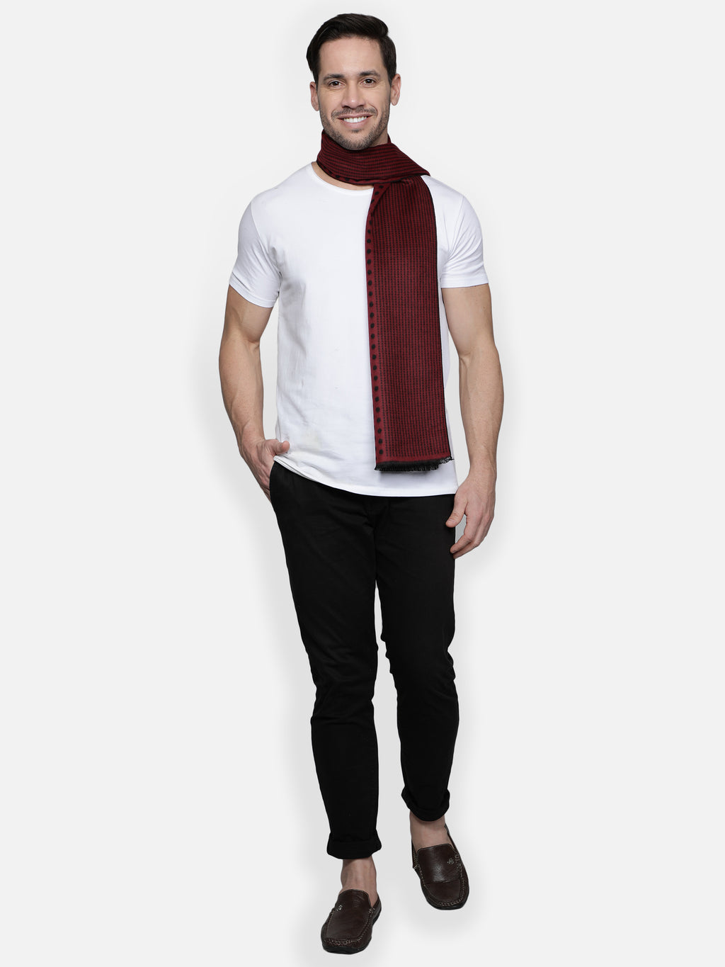 Alvaro Castagnino Men's Maroon::Black Colored Muffler