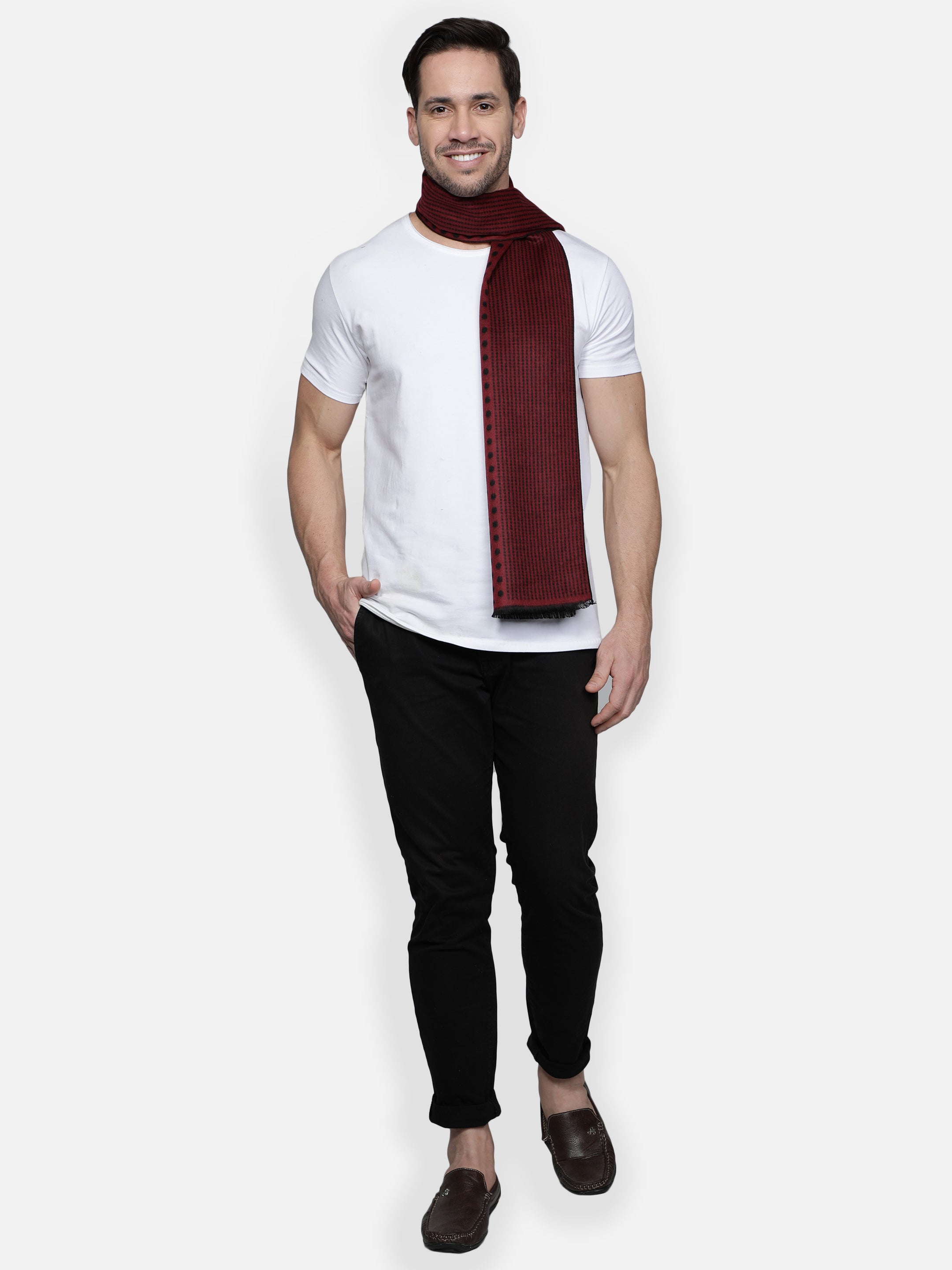 Alvaro Castagnino Men's Maroon::Black Colored Muffler