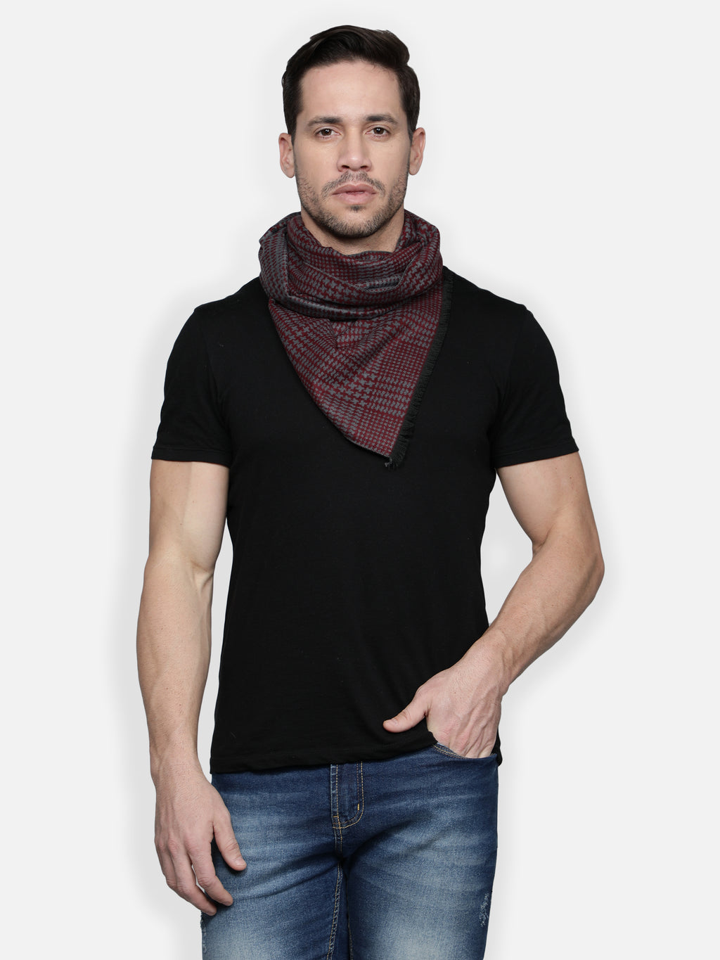 Alvaro Castagnino Men's Maroon::Grey Color Muffler