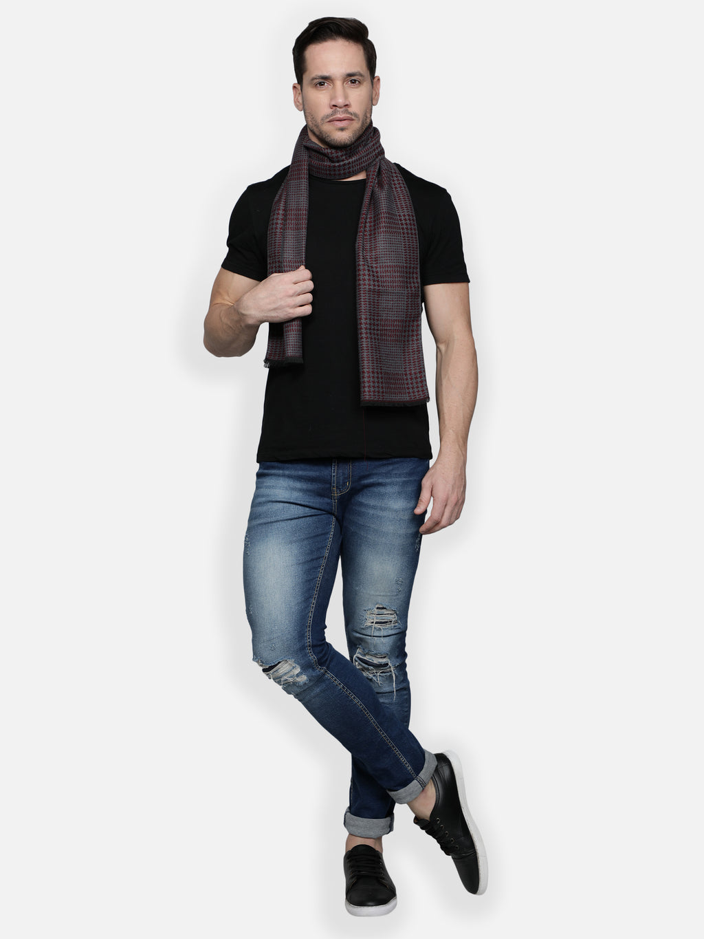 Alvaro Castagnino Men's Maroon::Grey Color Muffler