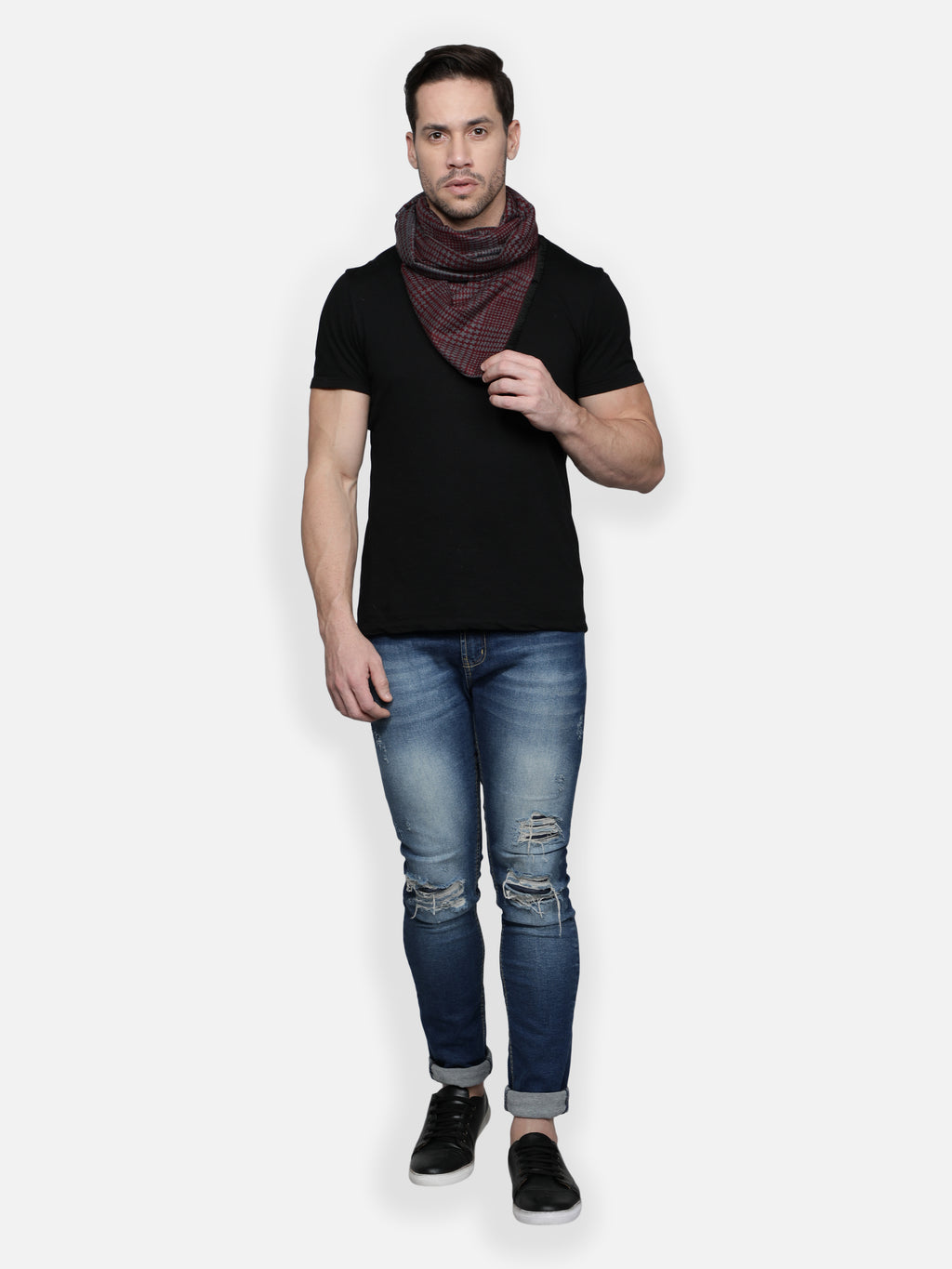 Alvaro Castagnino Men's Maroon::Grey Color Muffler