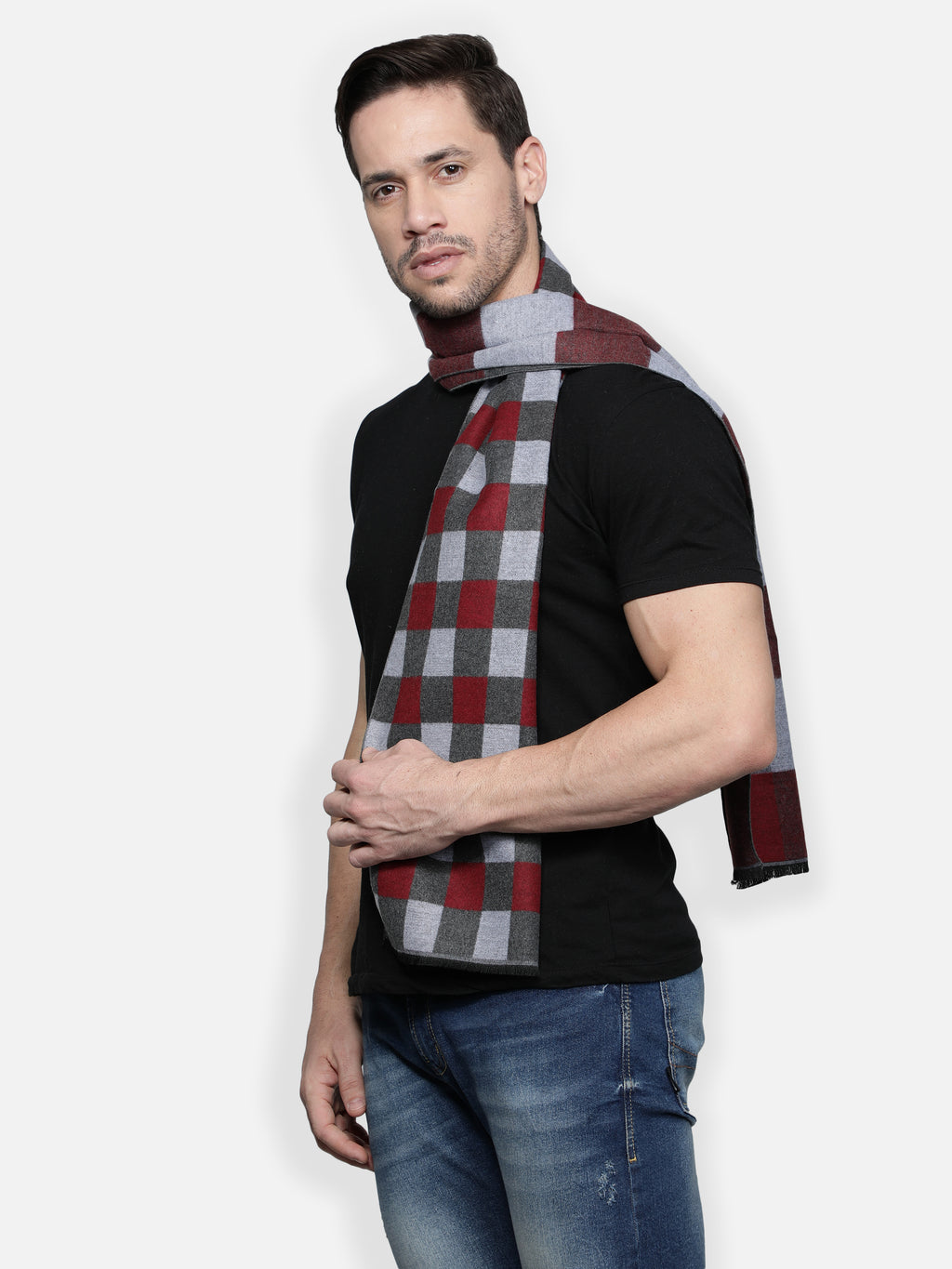 Alvaro Castagnino Men's Maroon::Grey Color Muffler