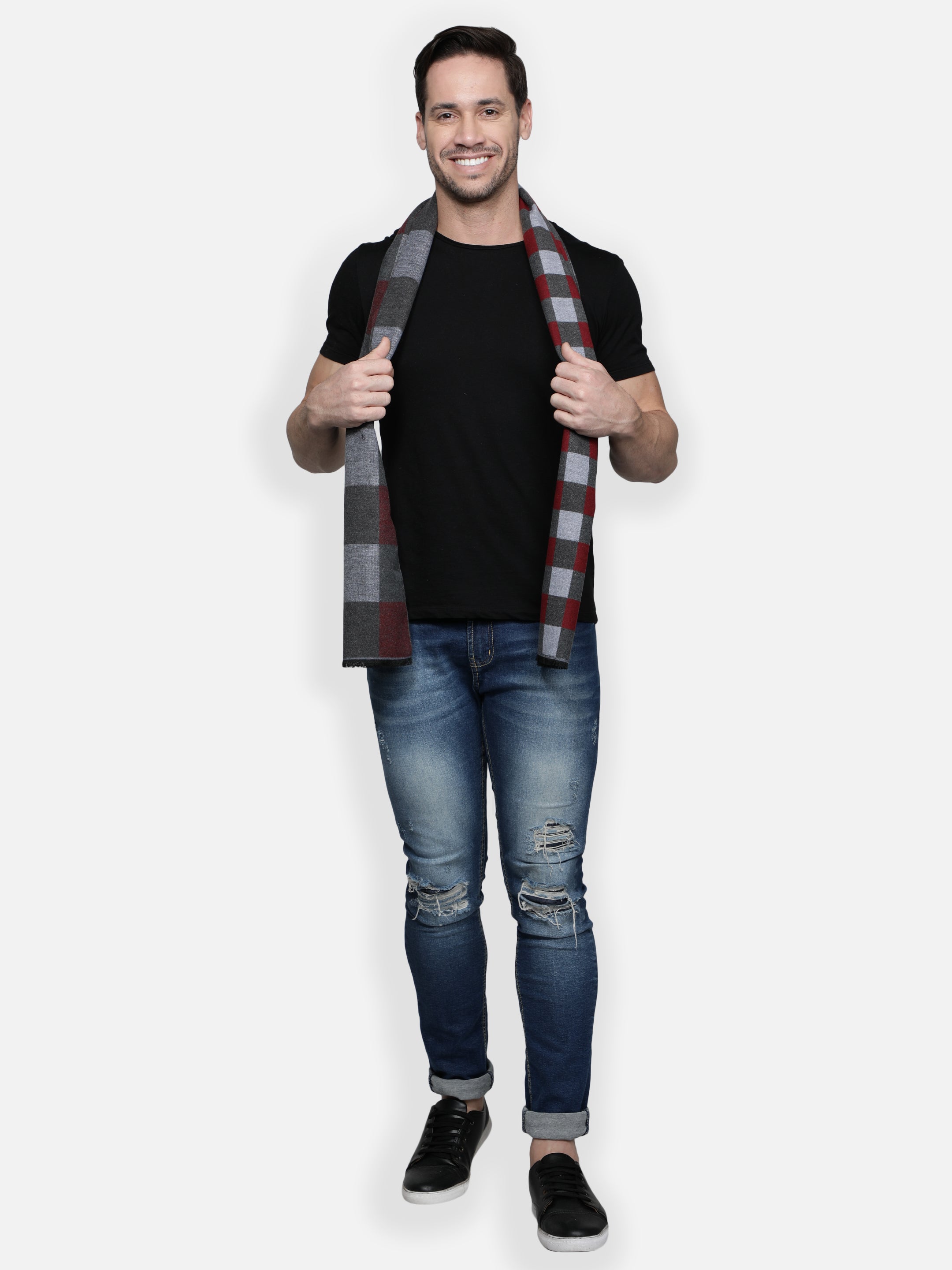 Alvaro Castagnino Men's Maroon::Grey Color Muffler