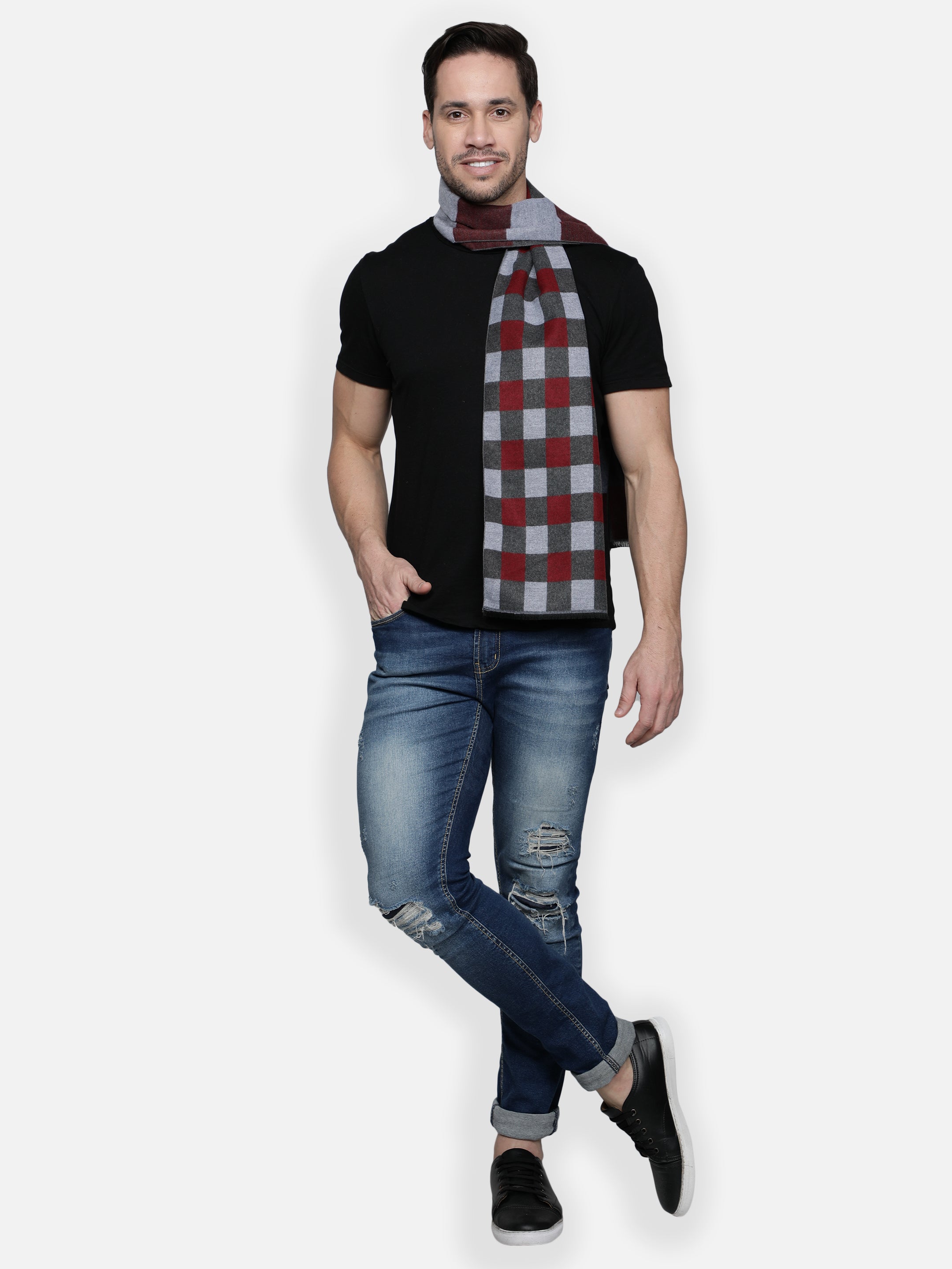 Alvaro Castagnino Men's Maroon::Grey Color Muffler