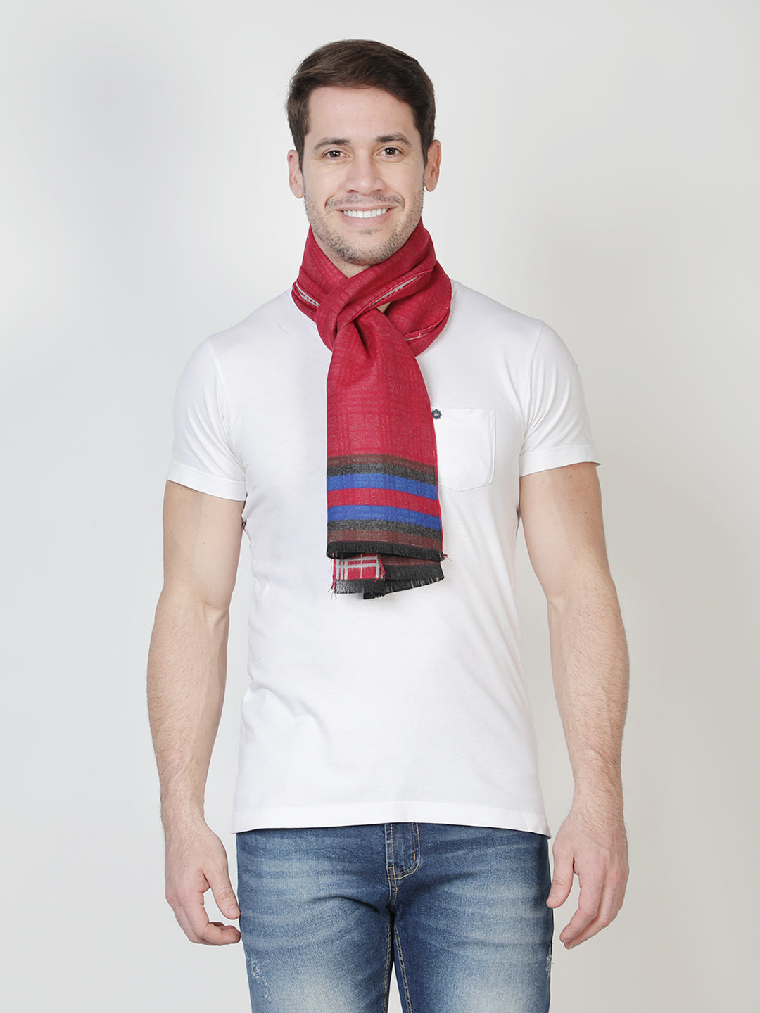 Alvaro Castagnino Men's Red::White::Blue Checked Muffler