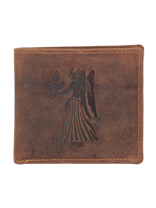 Alvaro Castagnino Men's Brown Color Virgo Printed Leather Wallet