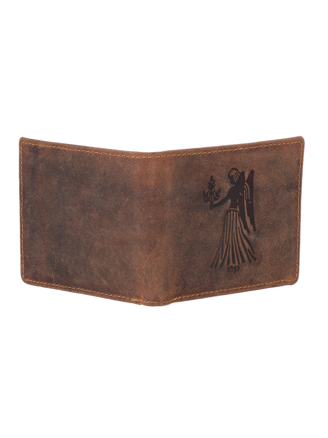 Alvaro Castagnino Men's Brown Color Virgo Printed Leather Wallet