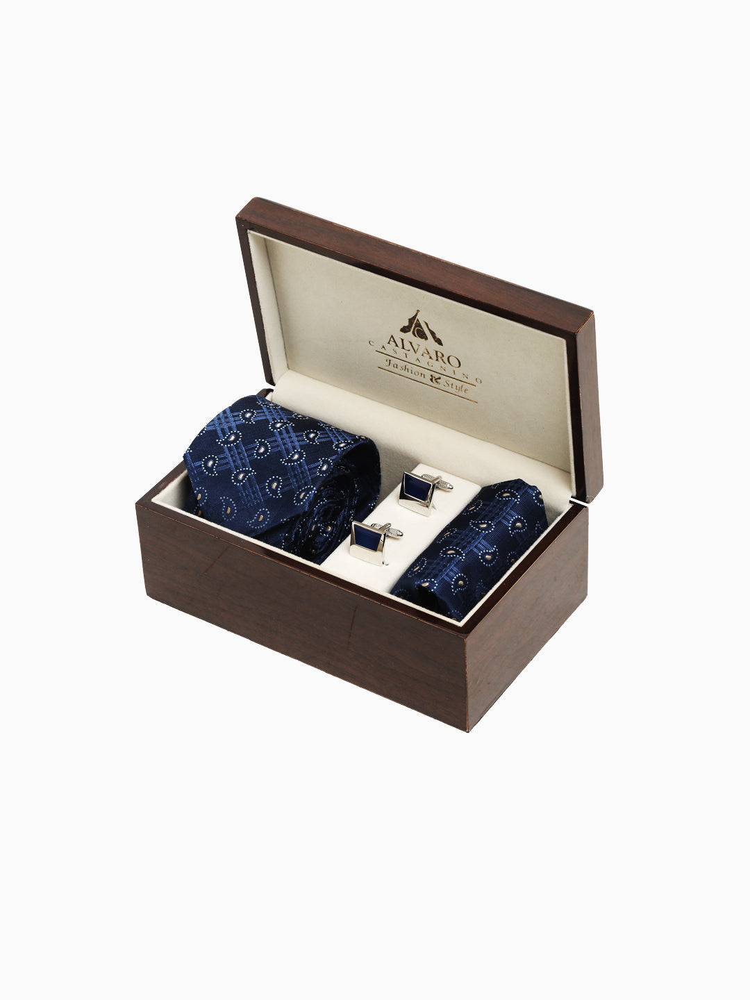 Alvaro Castagnino Men's Blue Color Paisley Design Gift Set