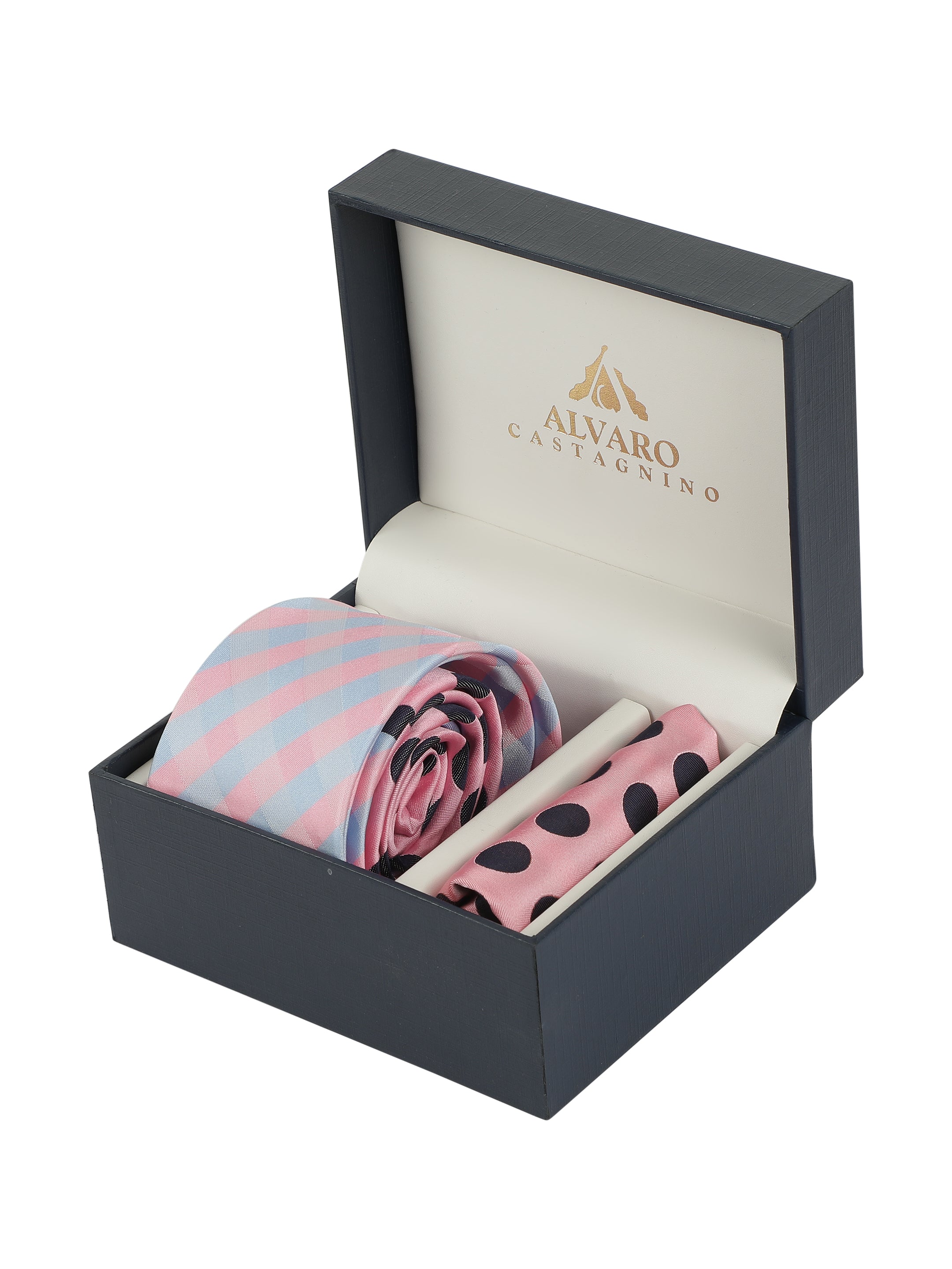 Alvaro Castagnino Men's Pink::Black::Blue Color Panel Design Gift Set
