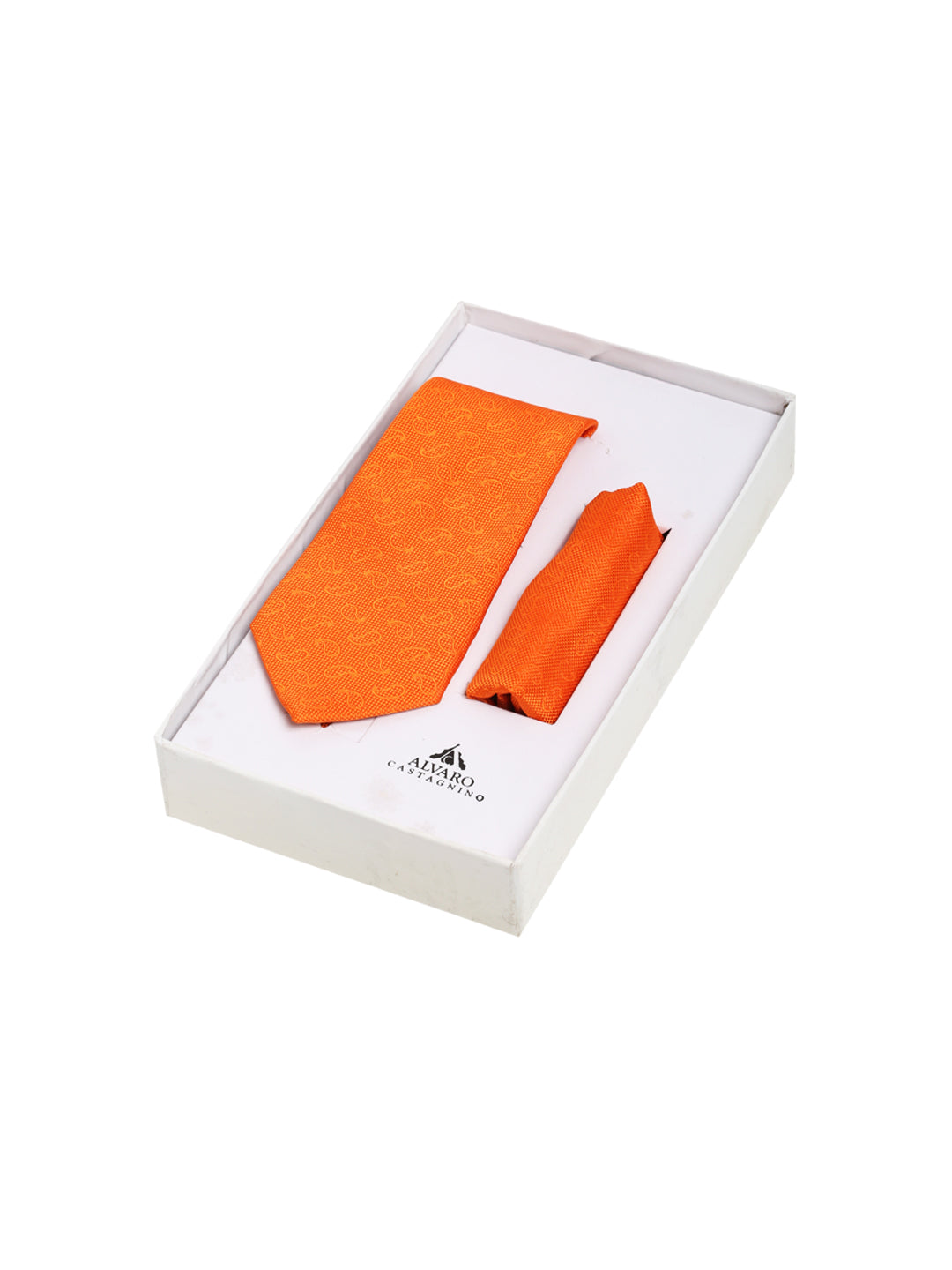 Alvaro Castagnino Men's Orange Color Solid Design Gift Set