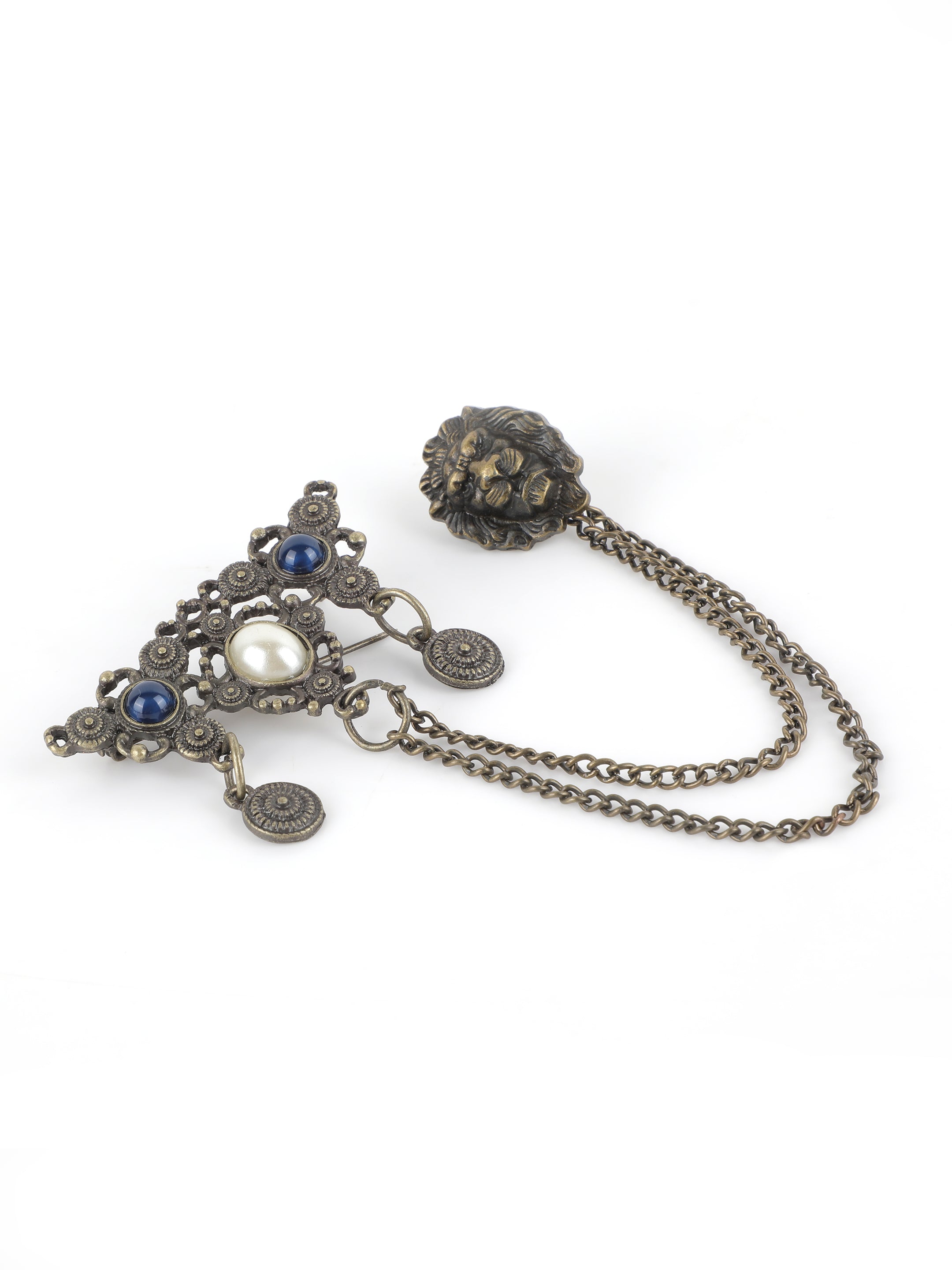 Alvaro Castagnino Metallic Copper::Blue::White Colored Fancy Brooch for Men