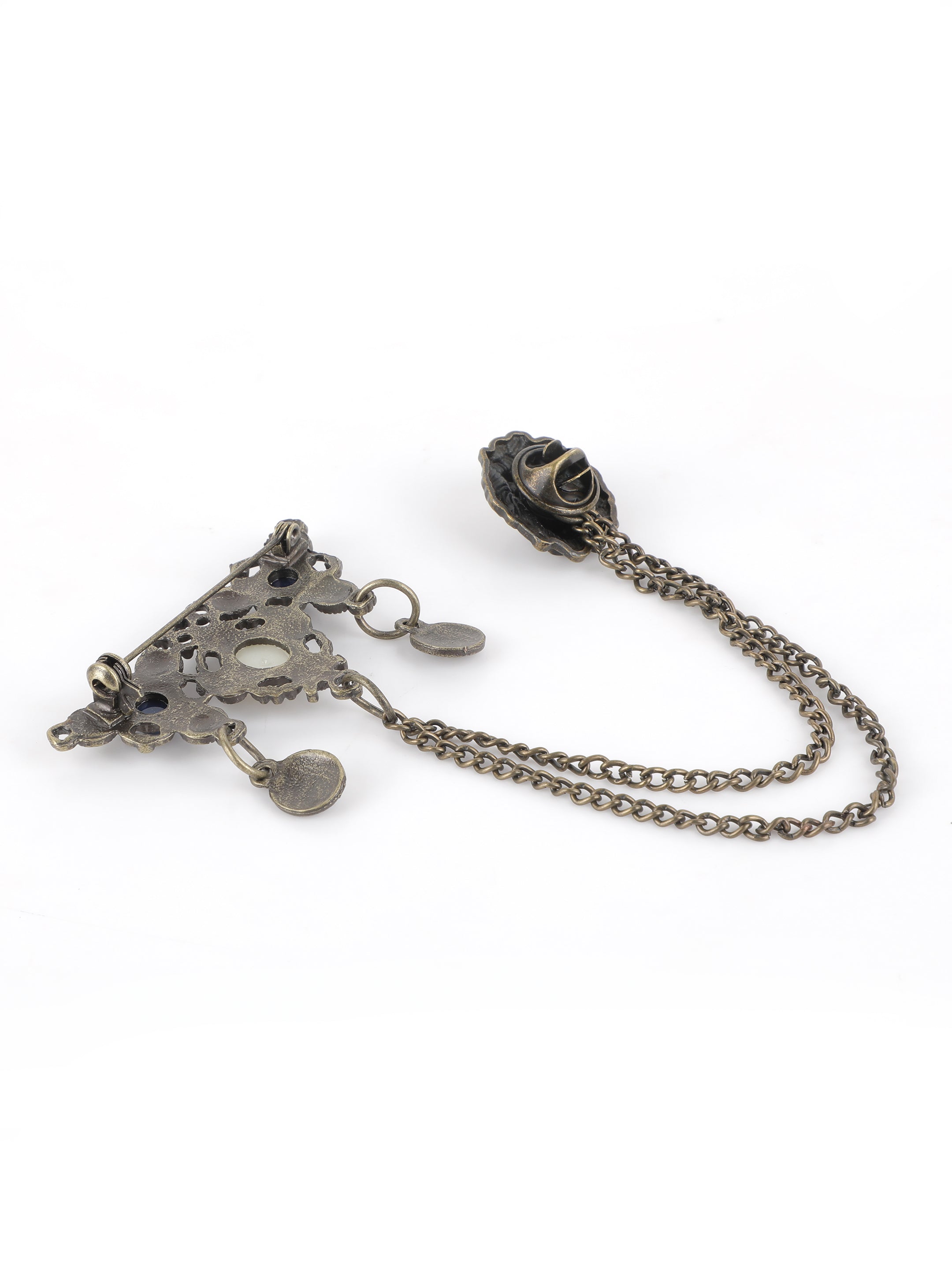 Alvaro Castagnino Metallic Copper::Blue::White Colored Fancy Brooch for Men