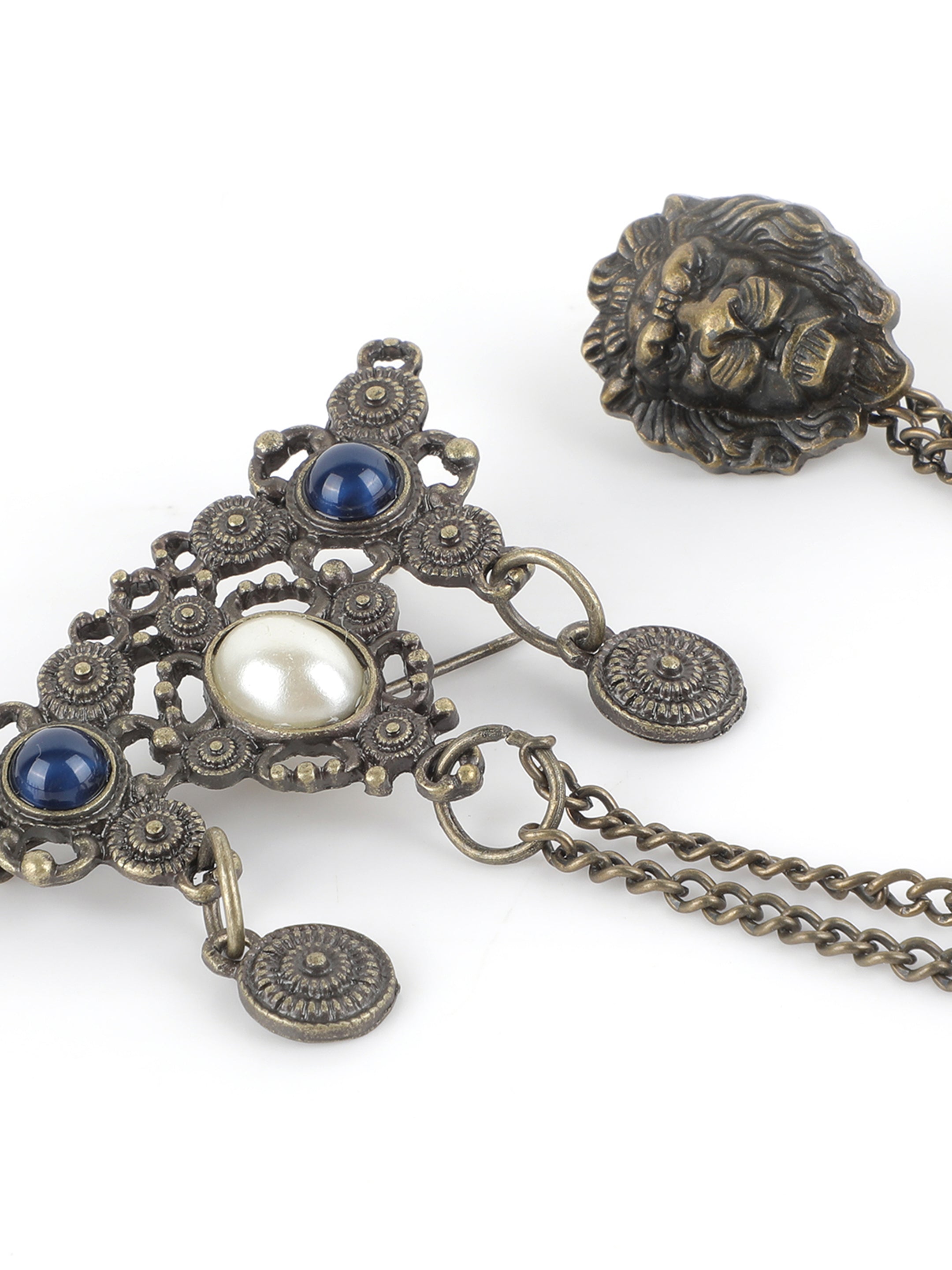 Alvaro Castagnino Metallic Copper::Blue::White Colored Fancy Brooch for Men