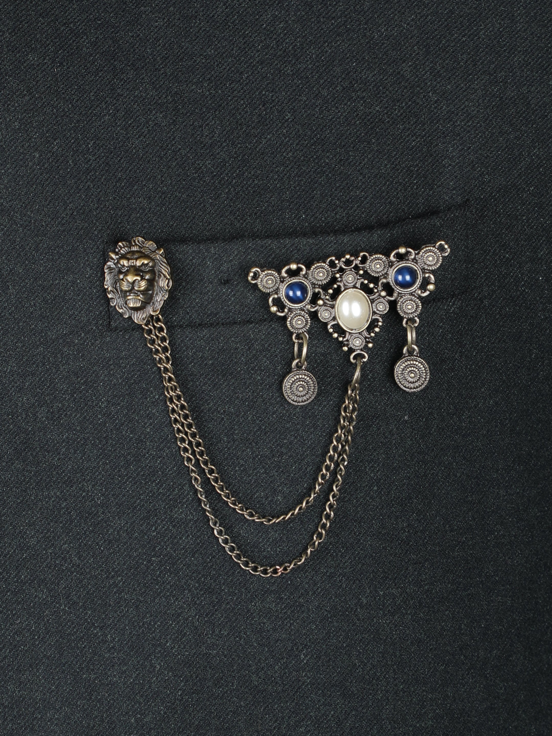 Alvaro Castagnino Metallic Copper::Blue::White Colored Fancy Brooch for Men