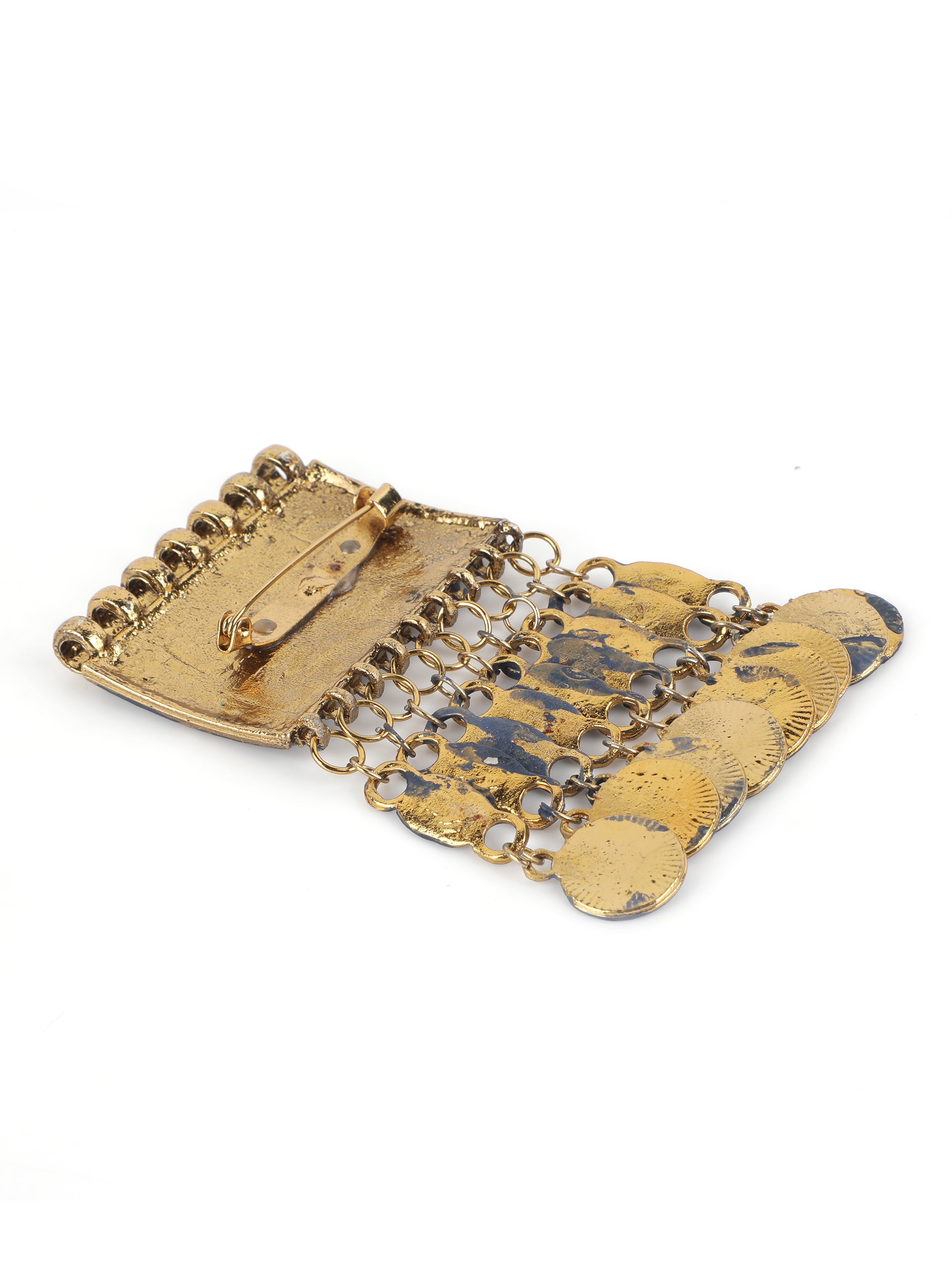 Alvaro Castagnino Metallic Gold::Blue Colored Fancy Brooch for Men