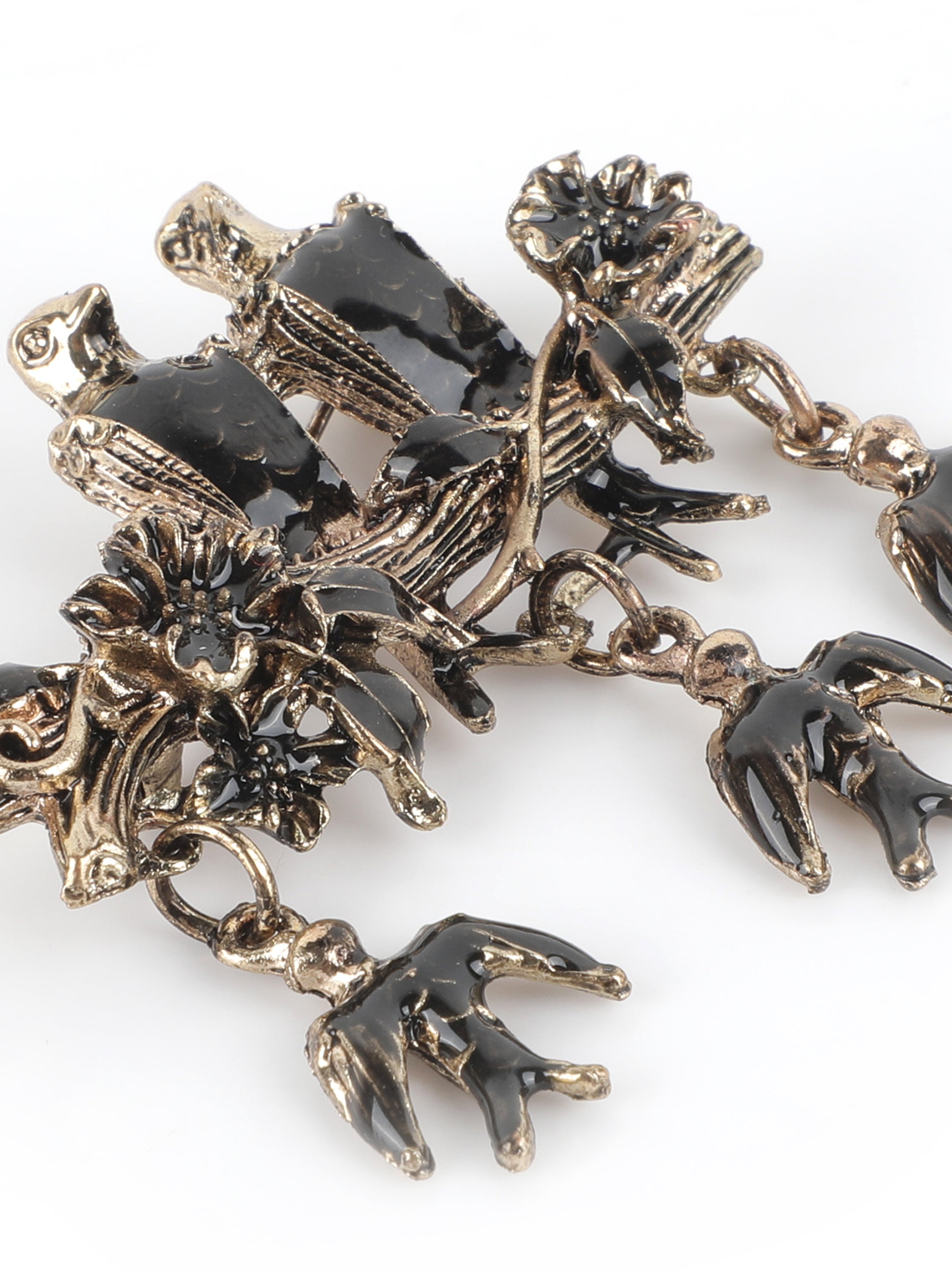 Alvaro Castagnino Metallic Gold::Black Colored Fancy Brooch for Men's