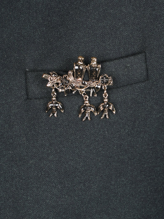 Alvaro Castagnino Metallic Gold::Black Colored Fancy Brooch for Men's