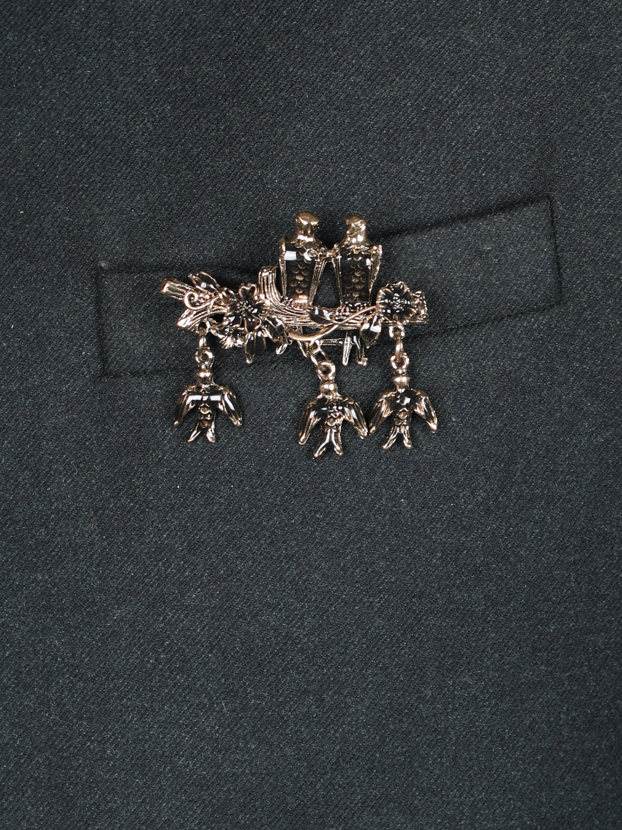 Alvaro Castagnino Metallic Gold::Black Colored Fancy Brooch for Men's