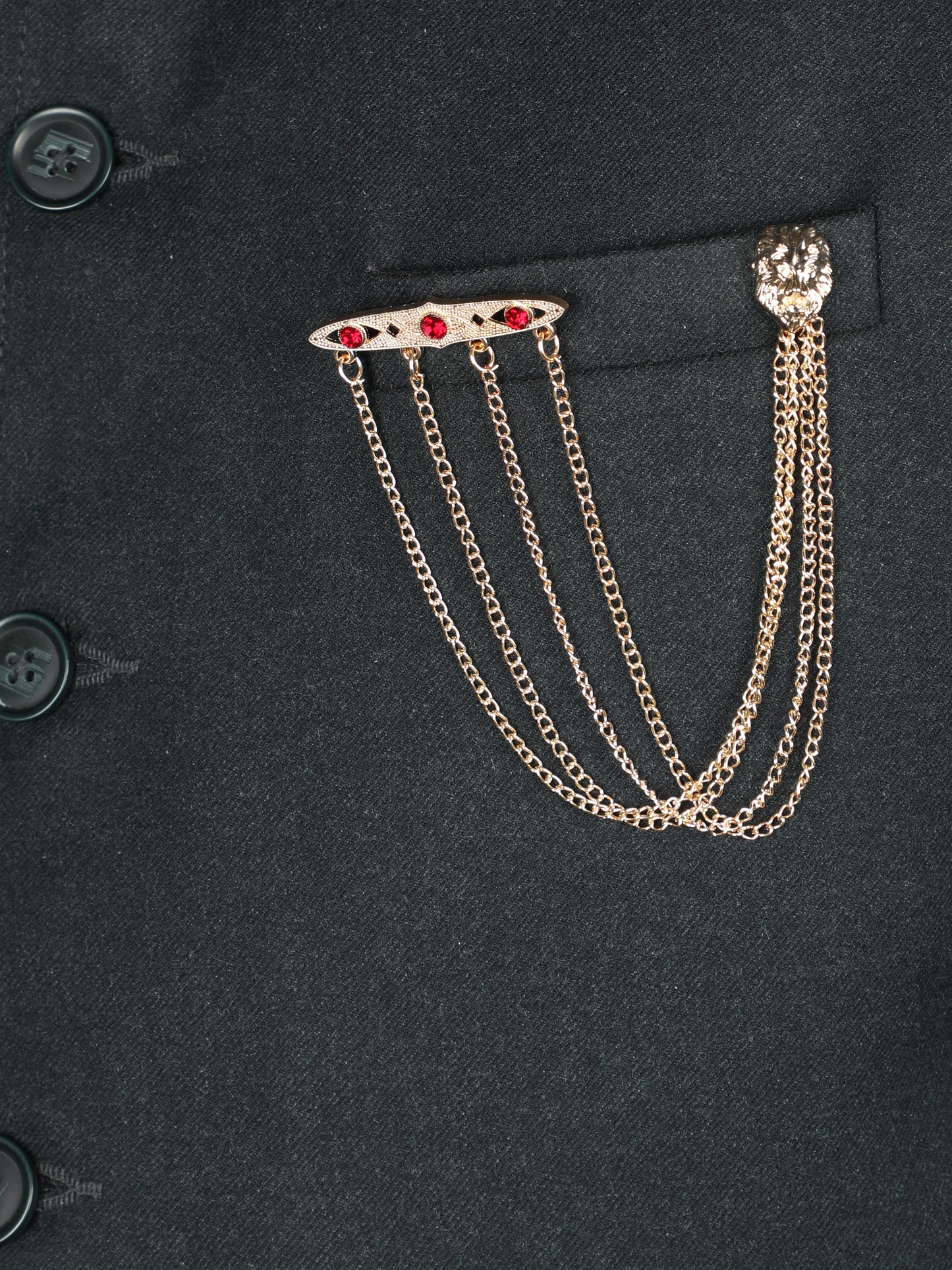 Alvaro Castagnino Metallic Gold::Red Colored Fancy Brooch for Men's