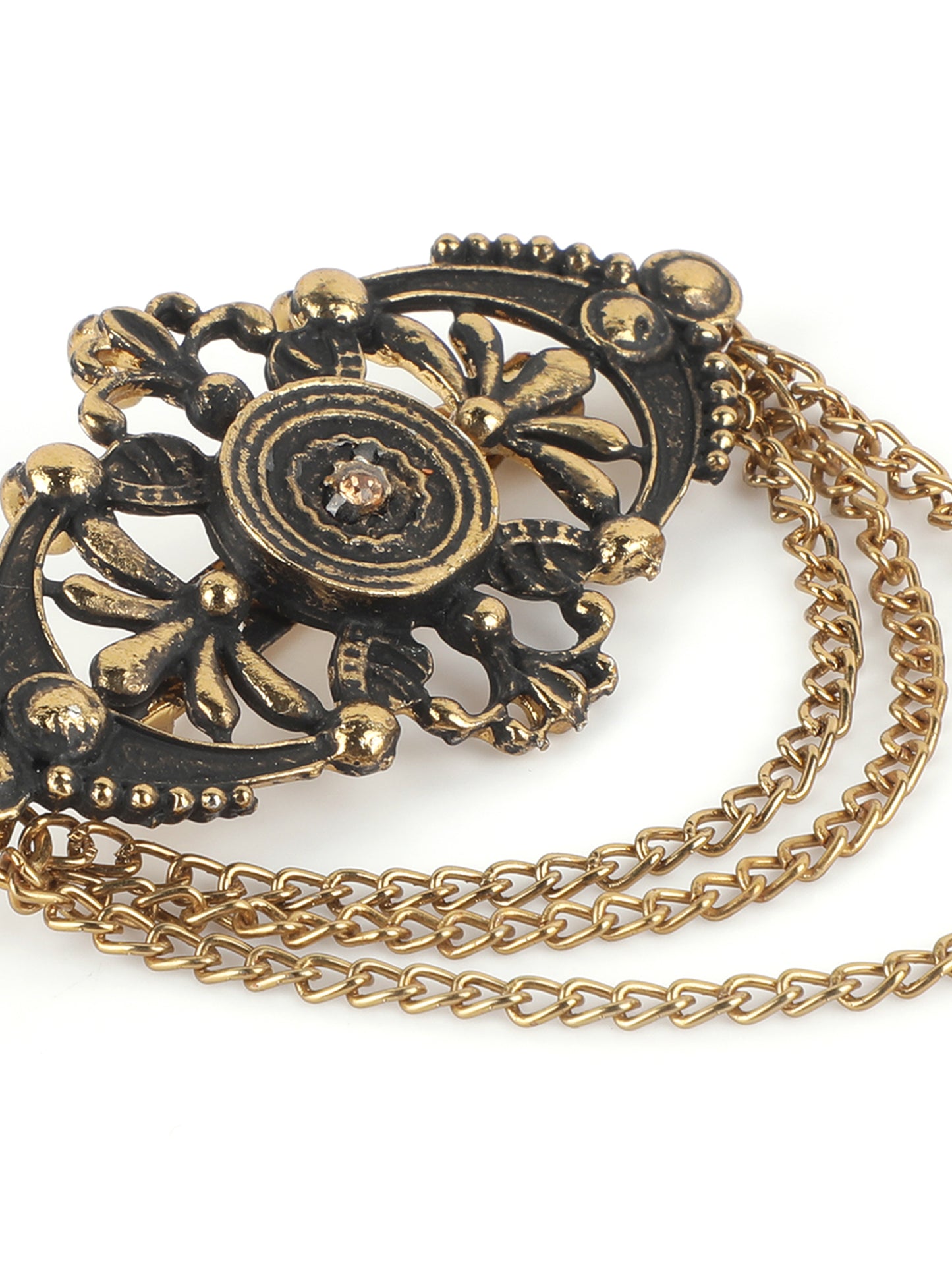 Alvaro Castagnino Metallic Gold::Black Colored Fancy Brooch for Men