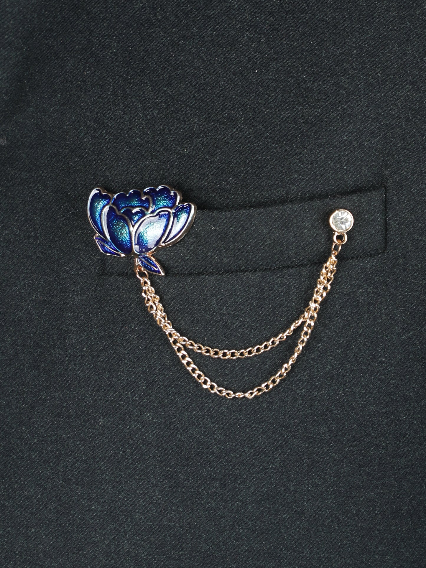 Alvaro Castagnino Metallic Blue::Gold Colored Fancy Brooch for Men