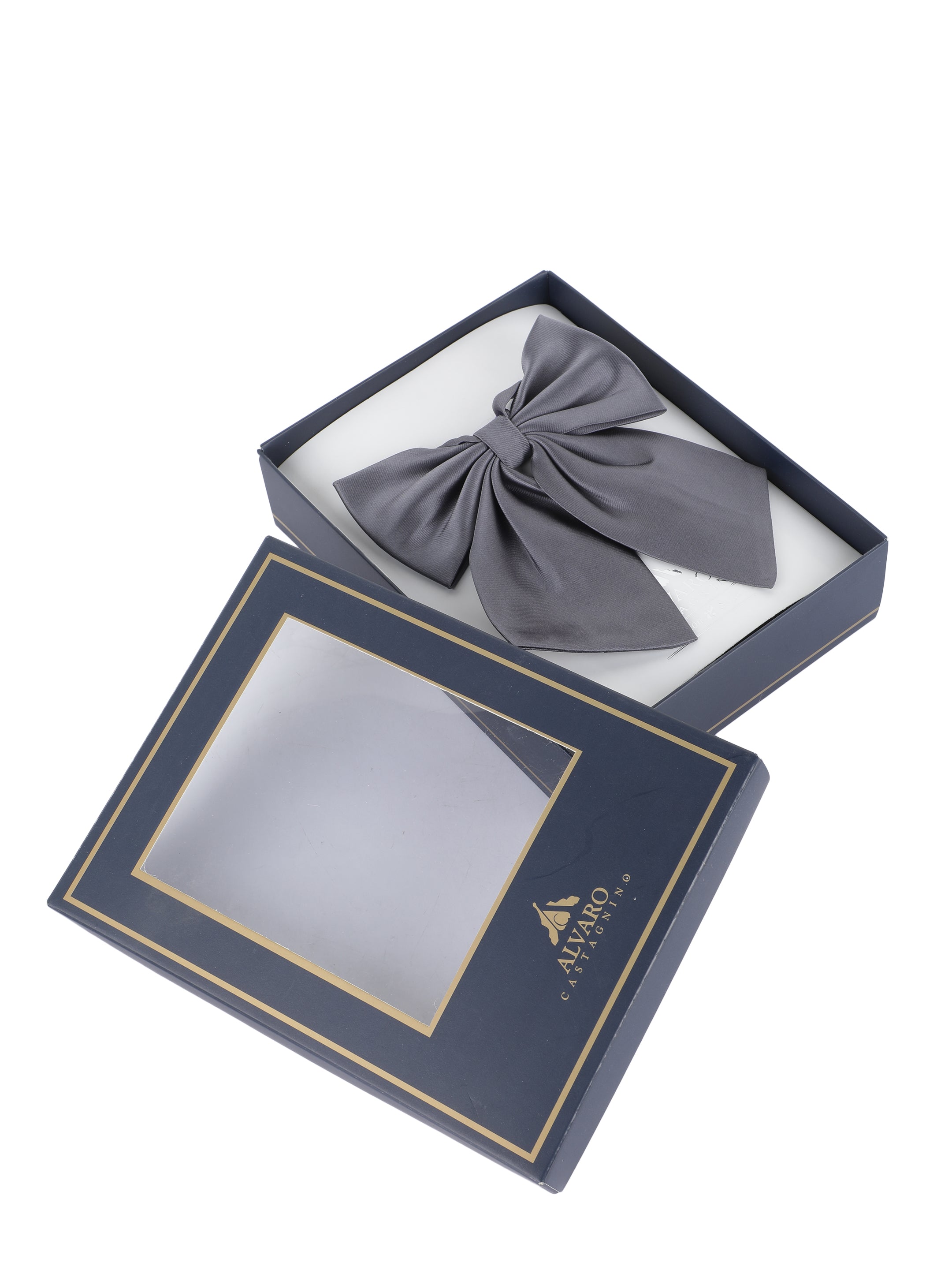 Alvaro Castagnino Men's Grey Colored Floppy Solid Bow Tie