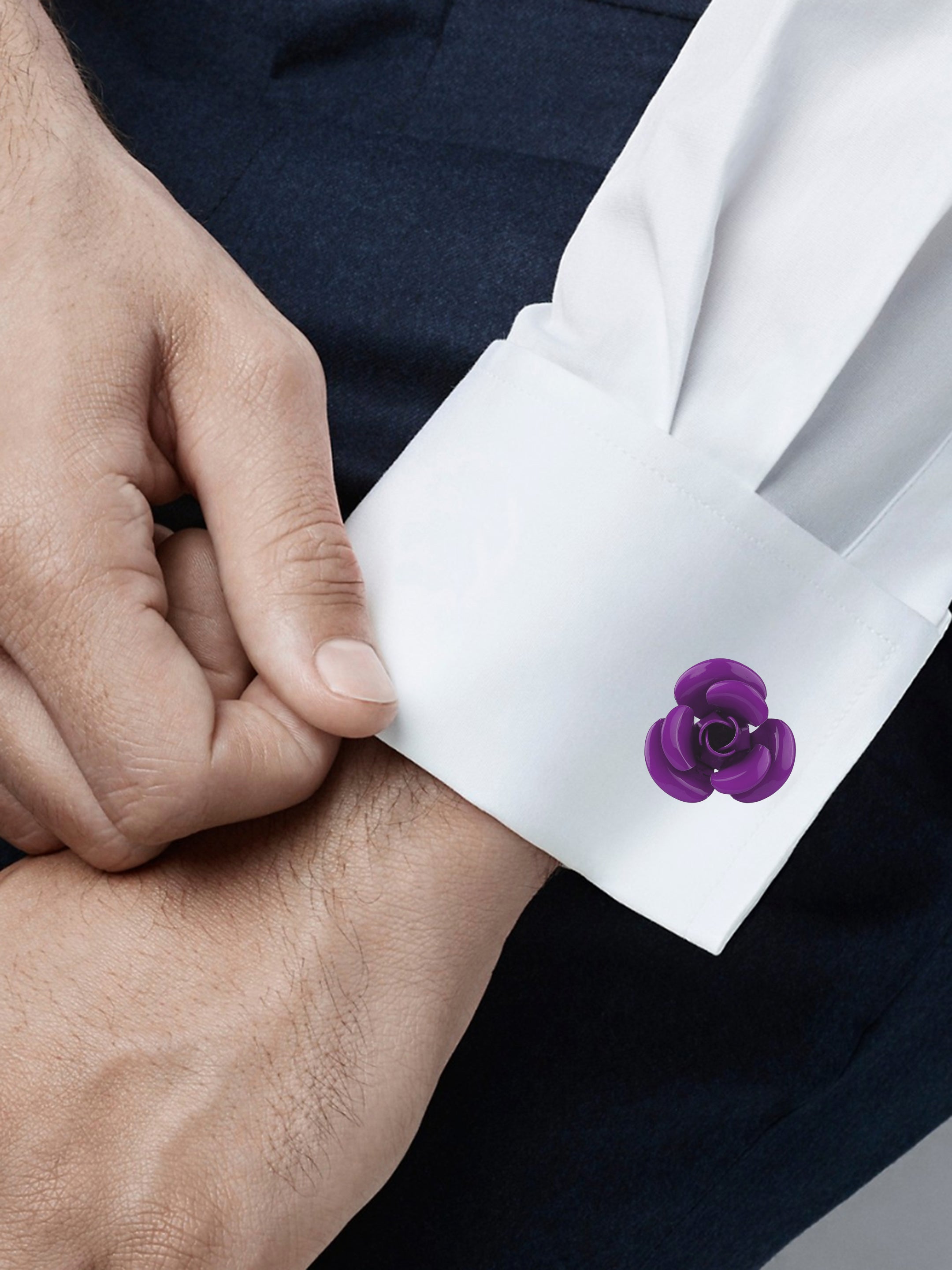 Purple Rose Flower Cufflink