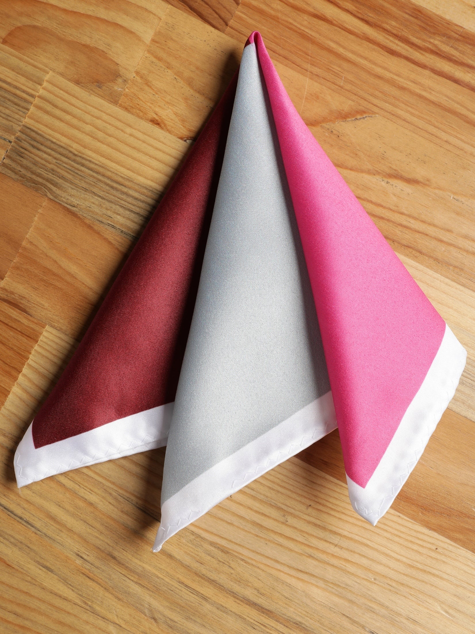 Maroon & Pink Color Blocked Pocket Square