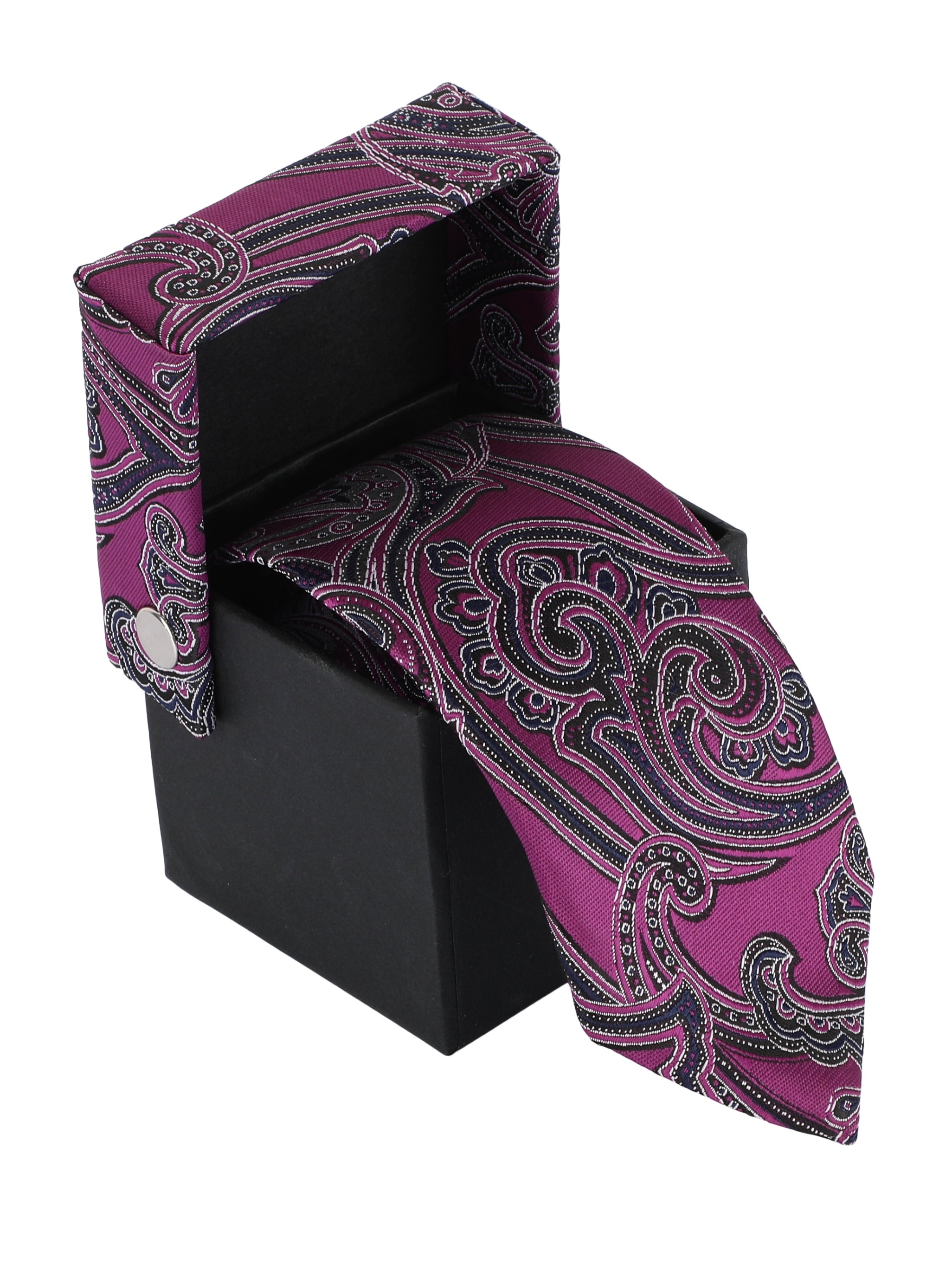 Alvaro Castagnino Microfiber Purple Coloured Paisley Printed Necktie for Men
