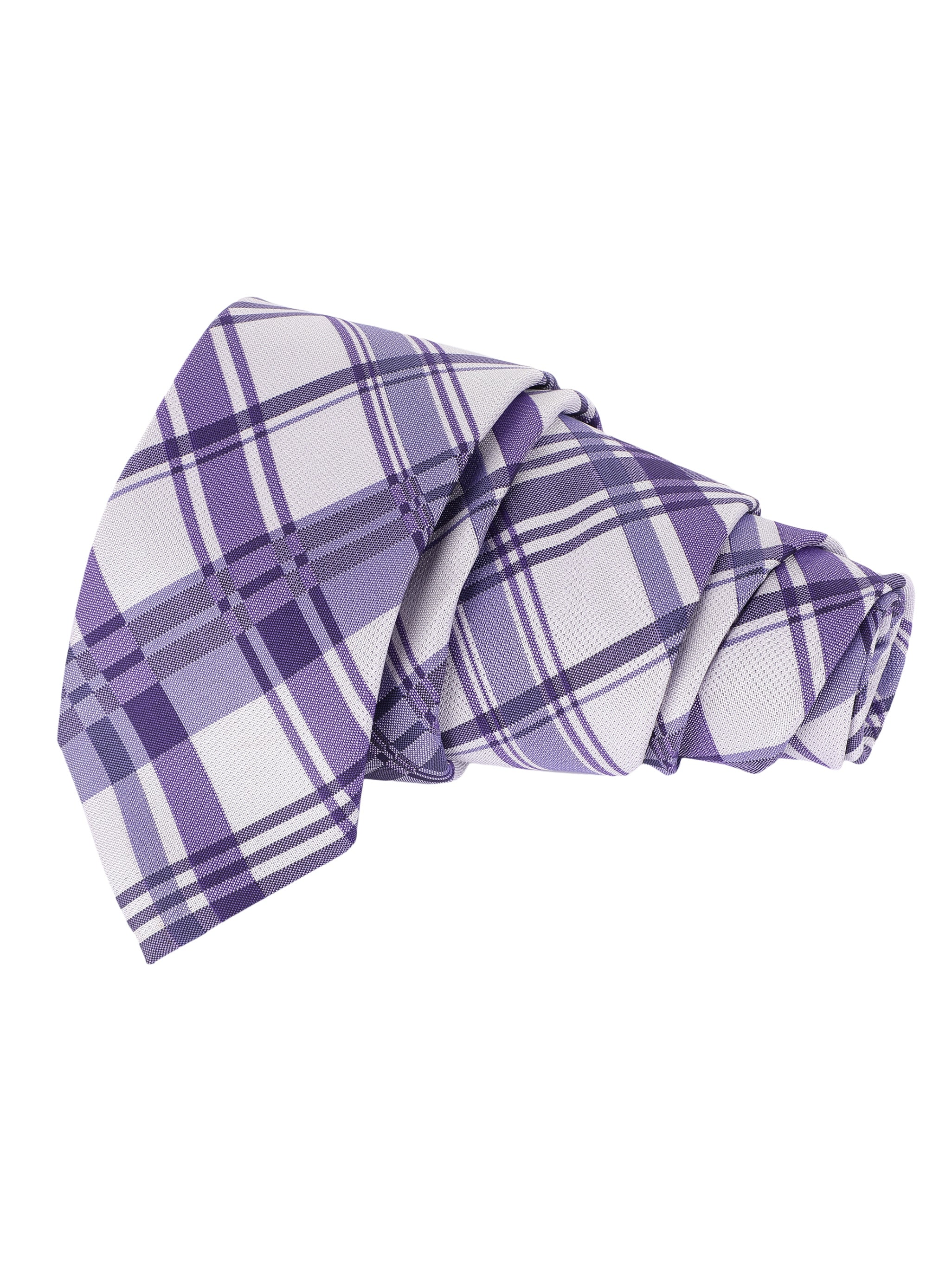 Alvaro Castagnino Microfiber Purple & White Coloured Checked Necktie for Men