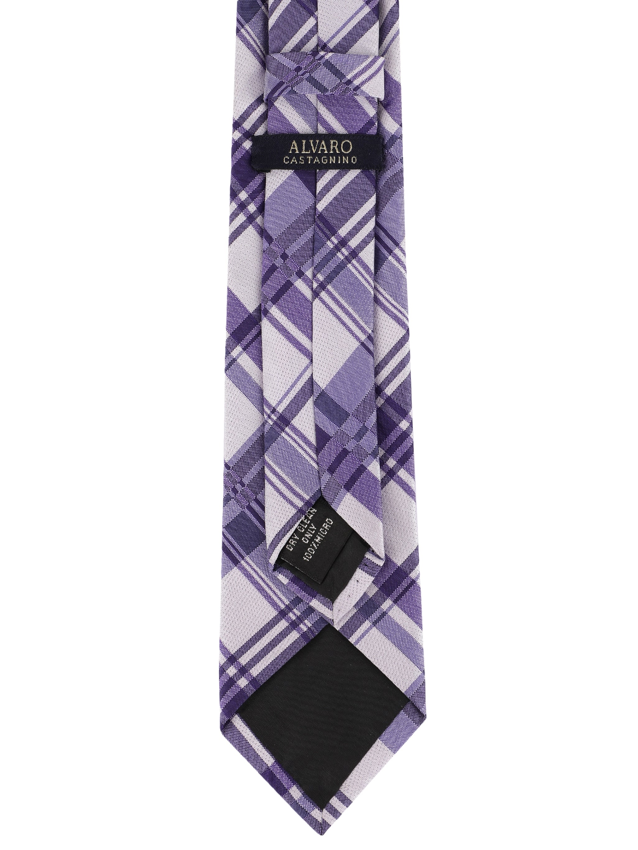 Alvaro Castagnino Microfiber Purple & White Coloured Checked Necktie for Men