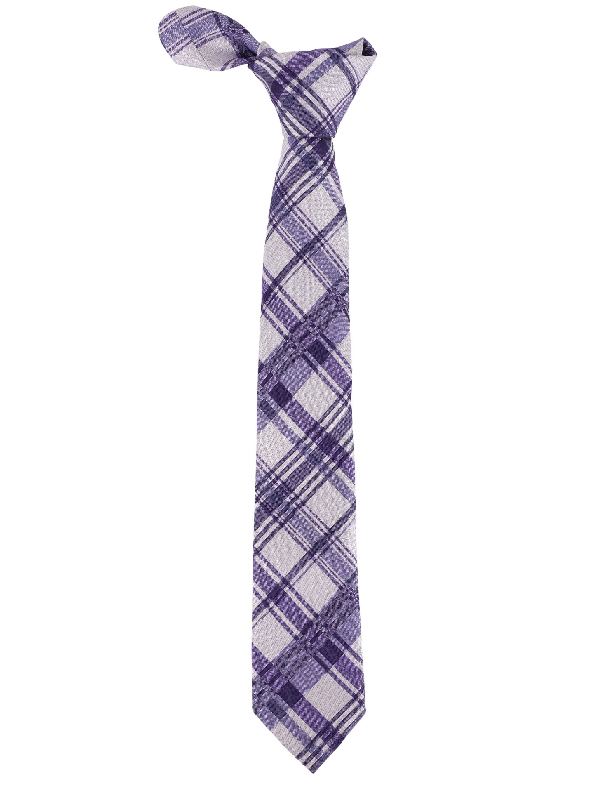 Alvaro Castagnino Microfiber Purple & White Coloured Checked Necktie for Men