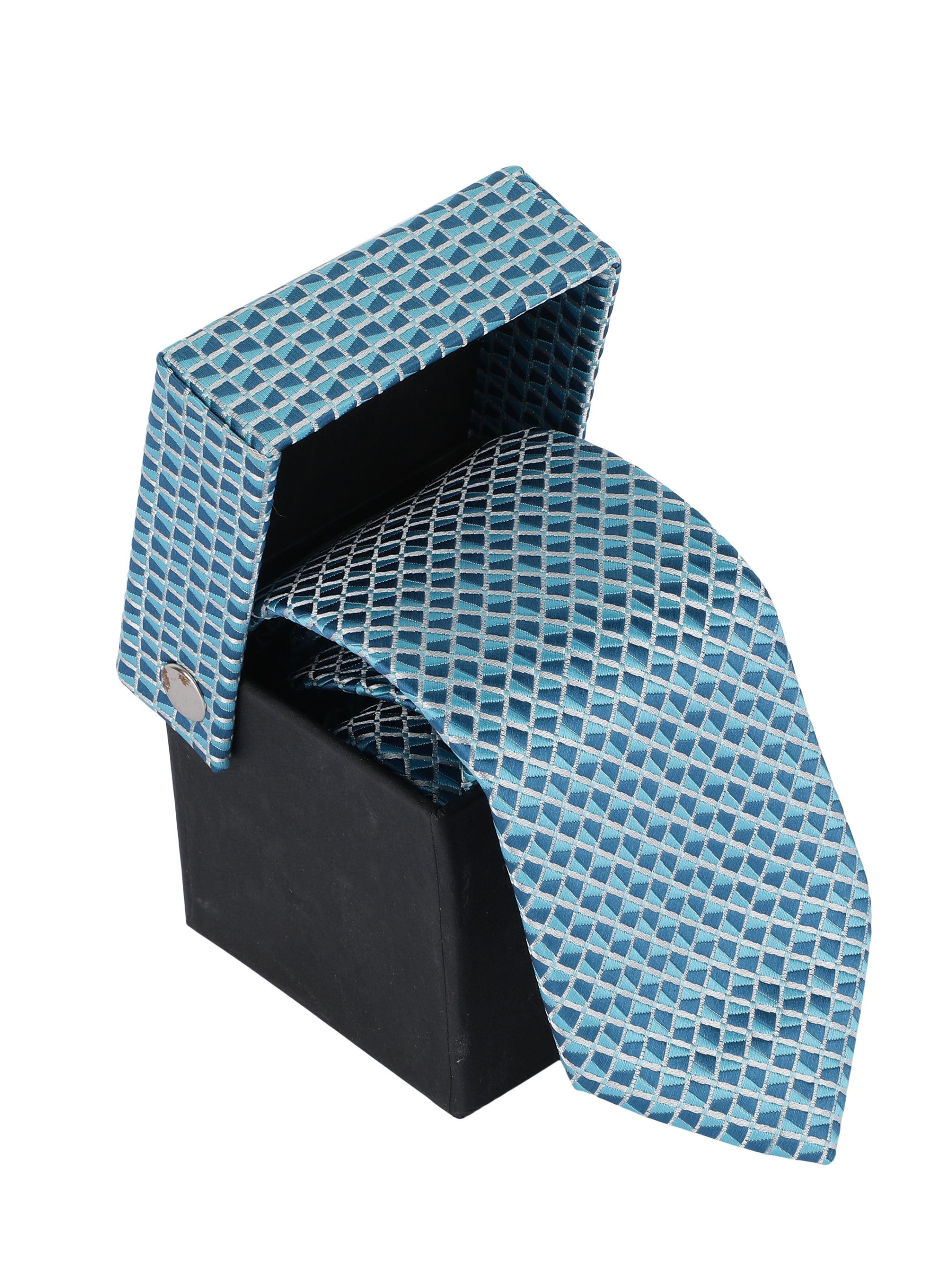 Blue & White Geometric Necktie