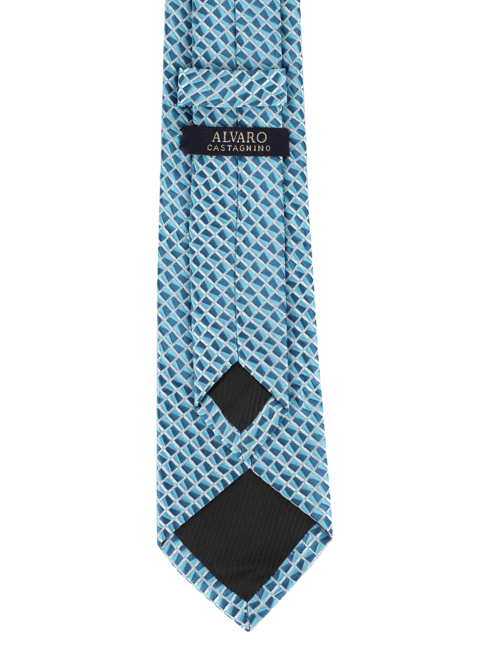 Blue & White Geometric Necktie