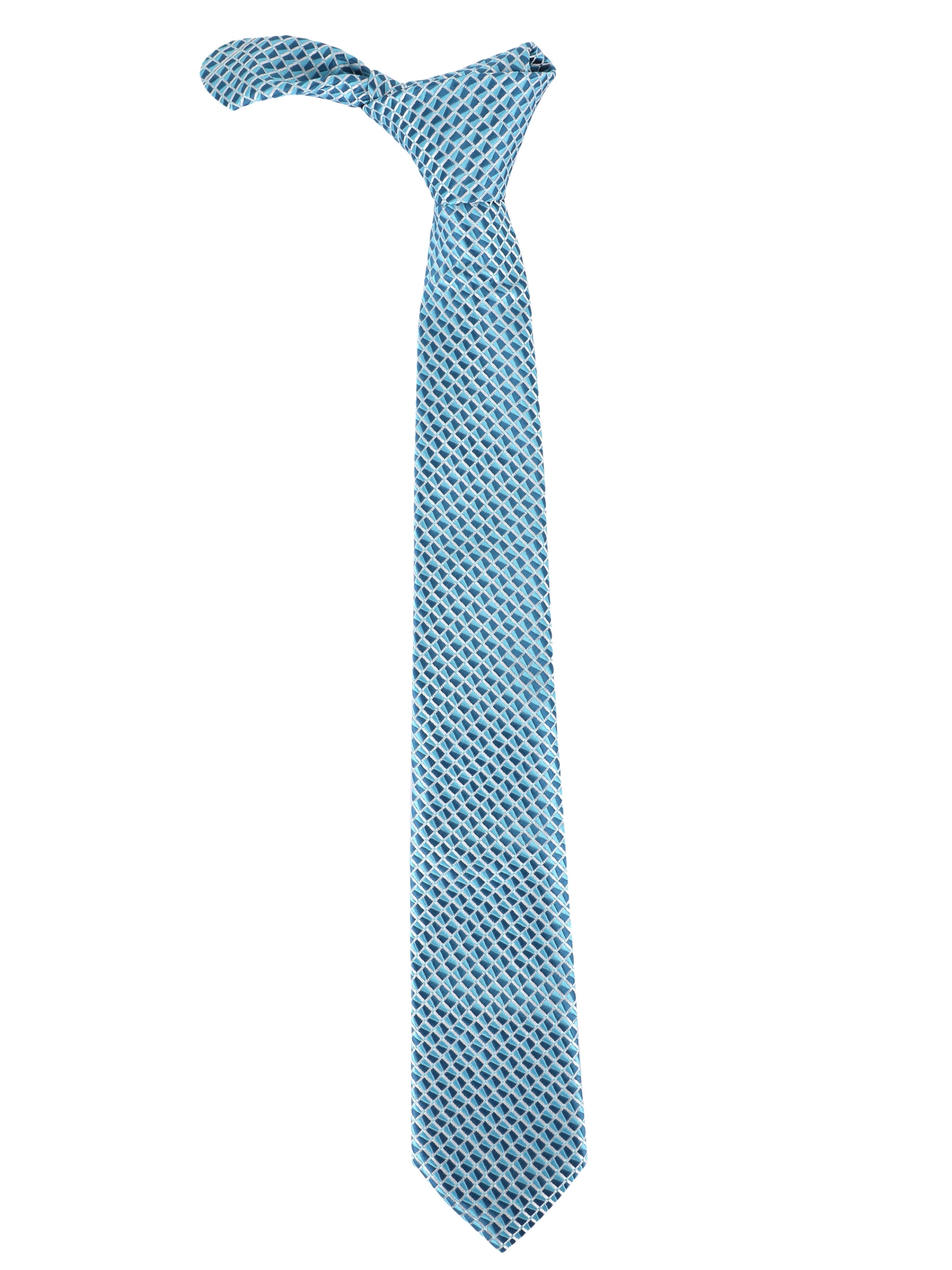 Blue & White Geometric Necktie