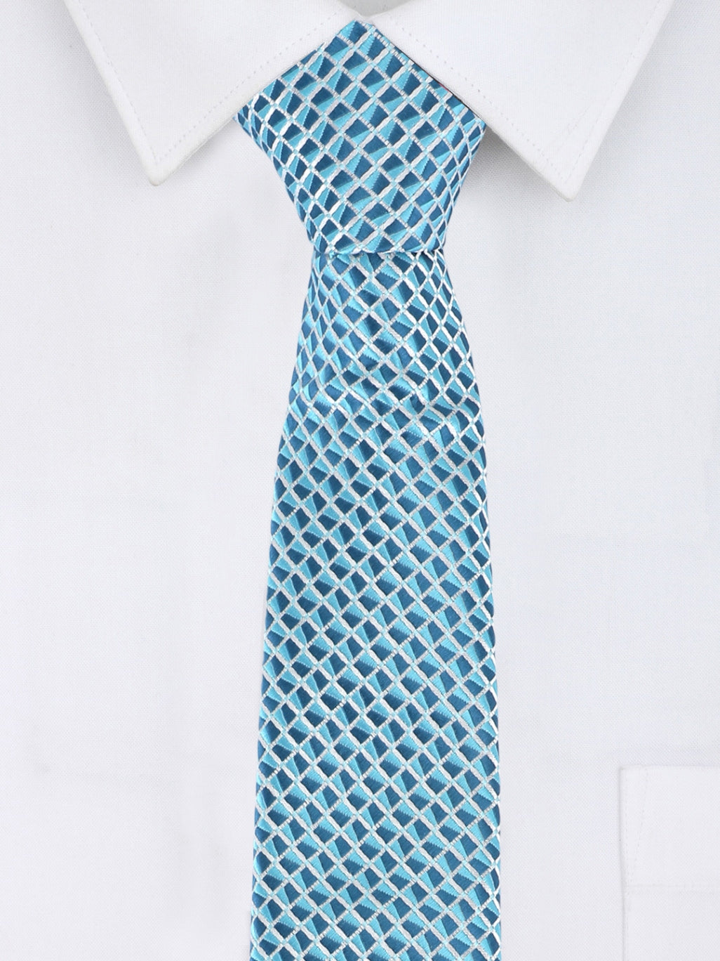 Blue & White Geometric Necktie