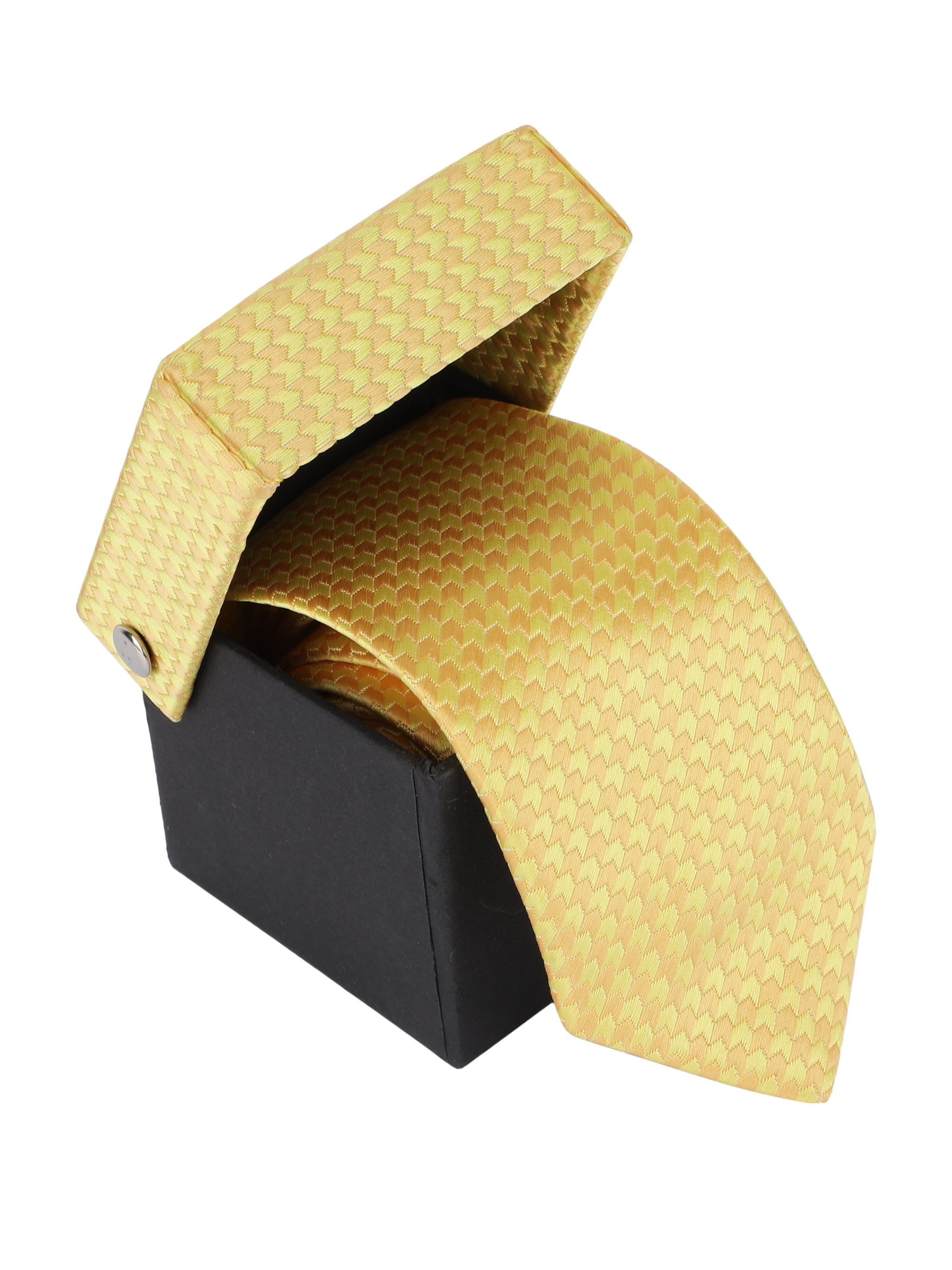 Alvaro Castagnino Microfiber Yellow & Gold Coloured Printed Necktie for Men