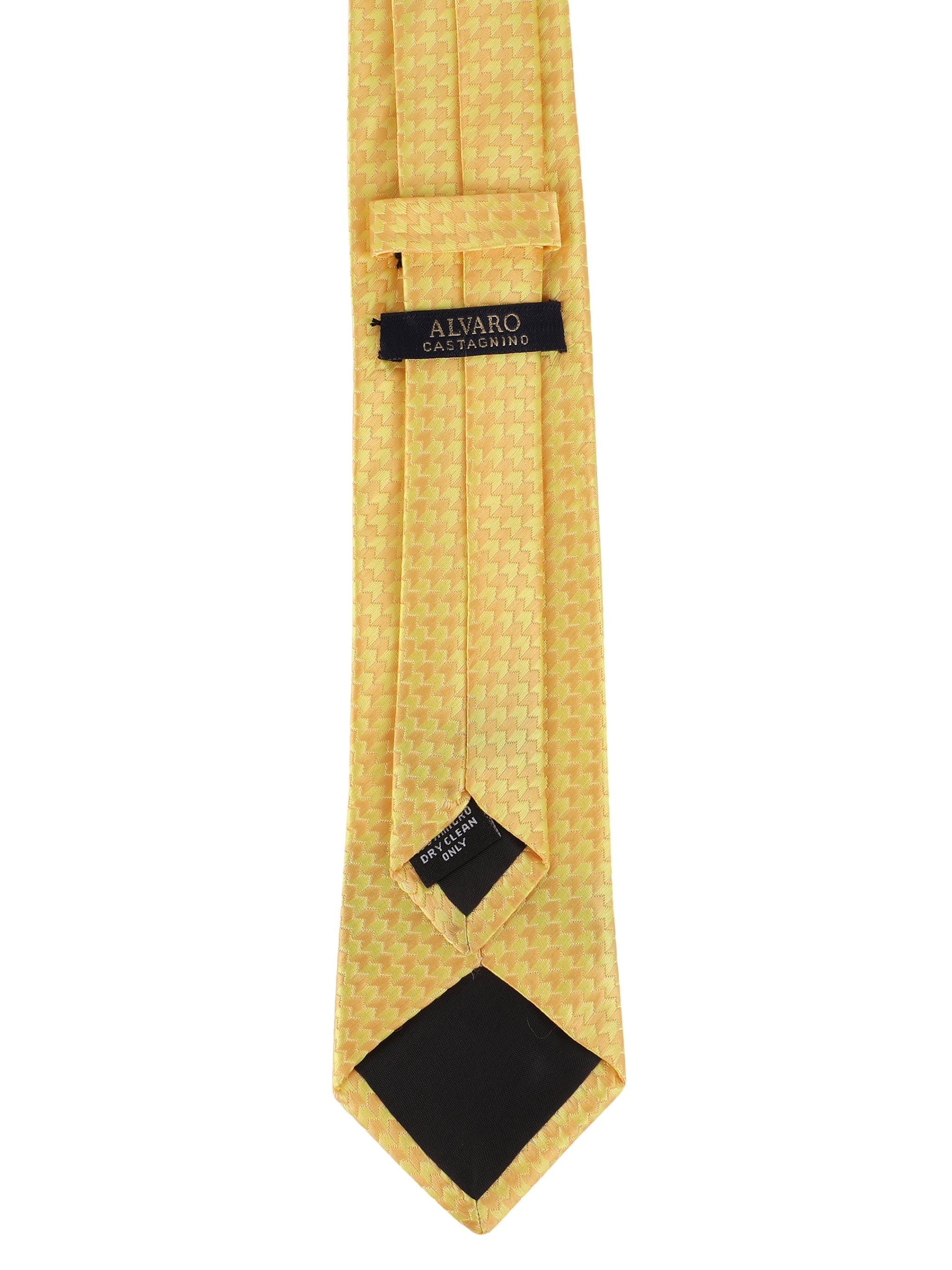 Alvaro Castagnino Microfiber Yellow & Gold Coloured Printed Necktie for Men