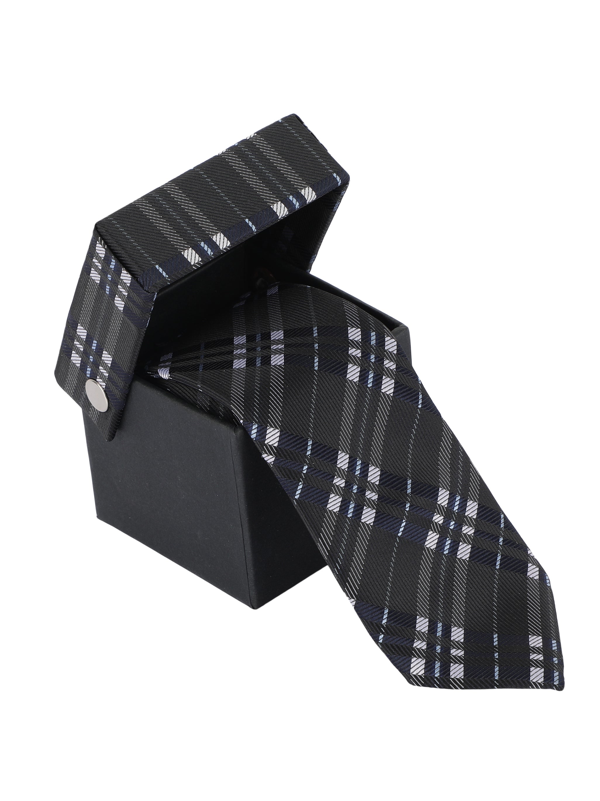 Alvaro Castagnino Microfiber Black Coloured Printed Necktie with same fabric box for Men