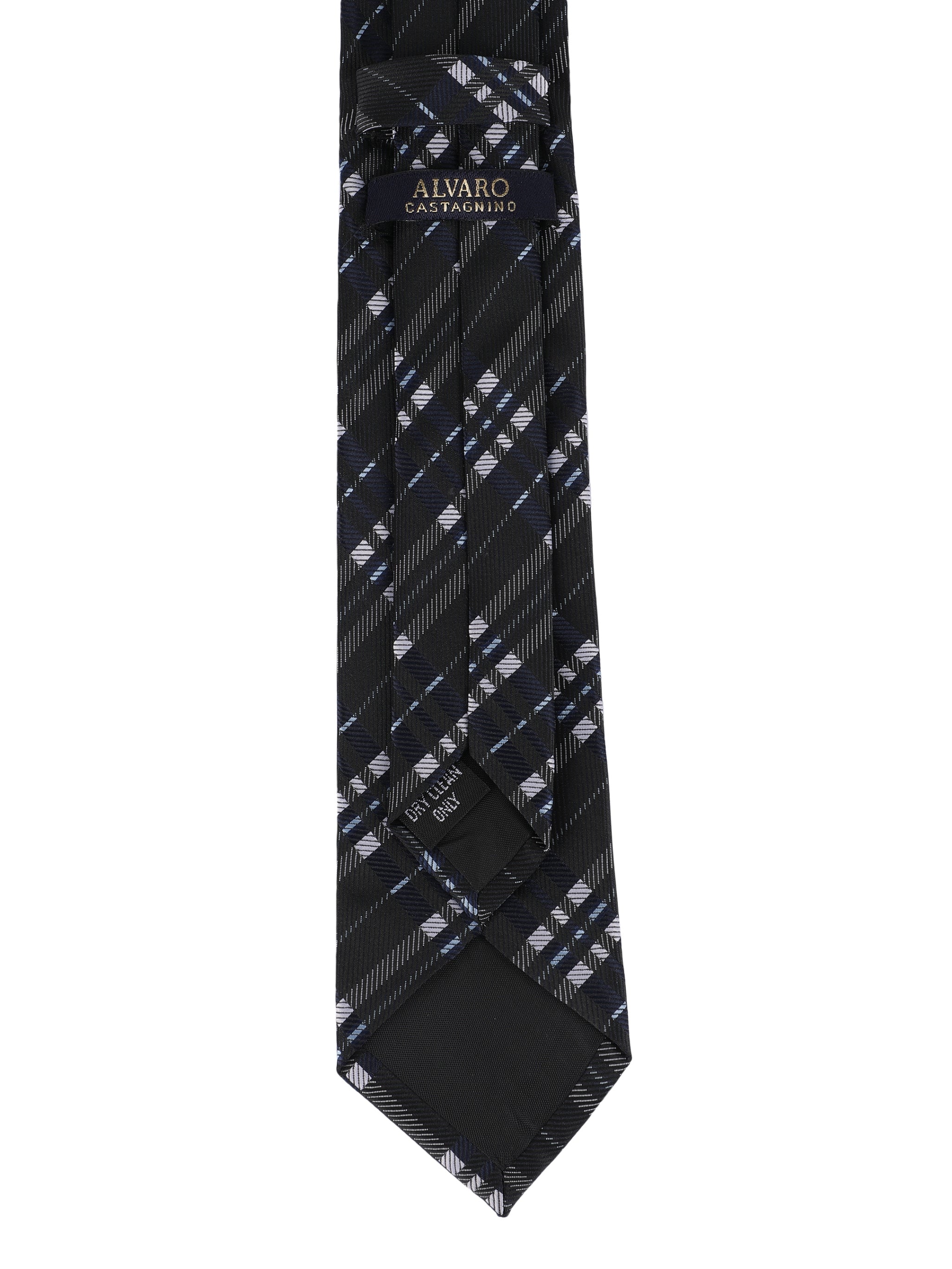 Alvaro Castagnino Microfiber Black Coloured Printed Necktie with same fabric box for Men