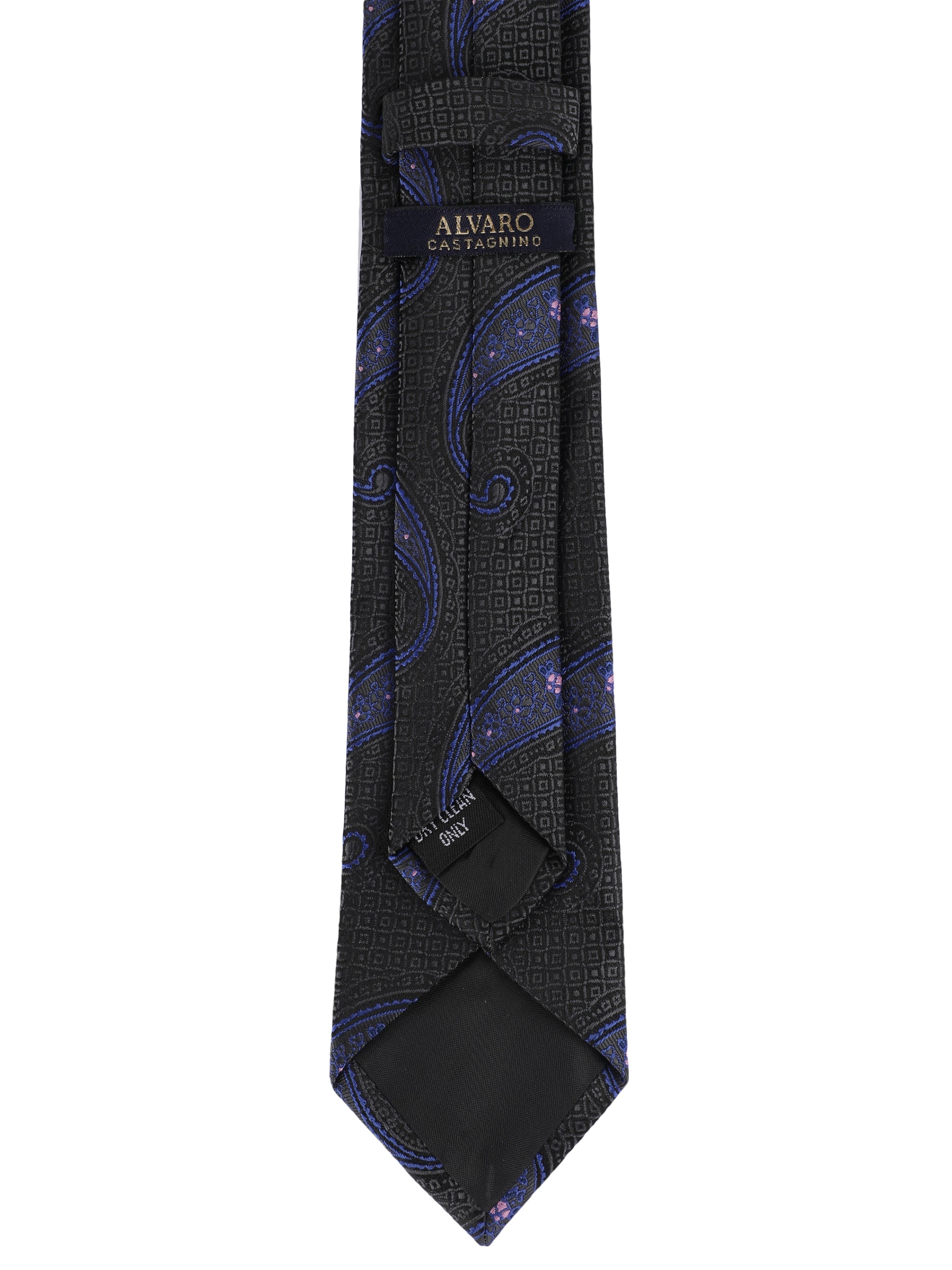 Alvaro Castagnino Microfiber Black Coloured Printed Necktie with same fabric box for Men