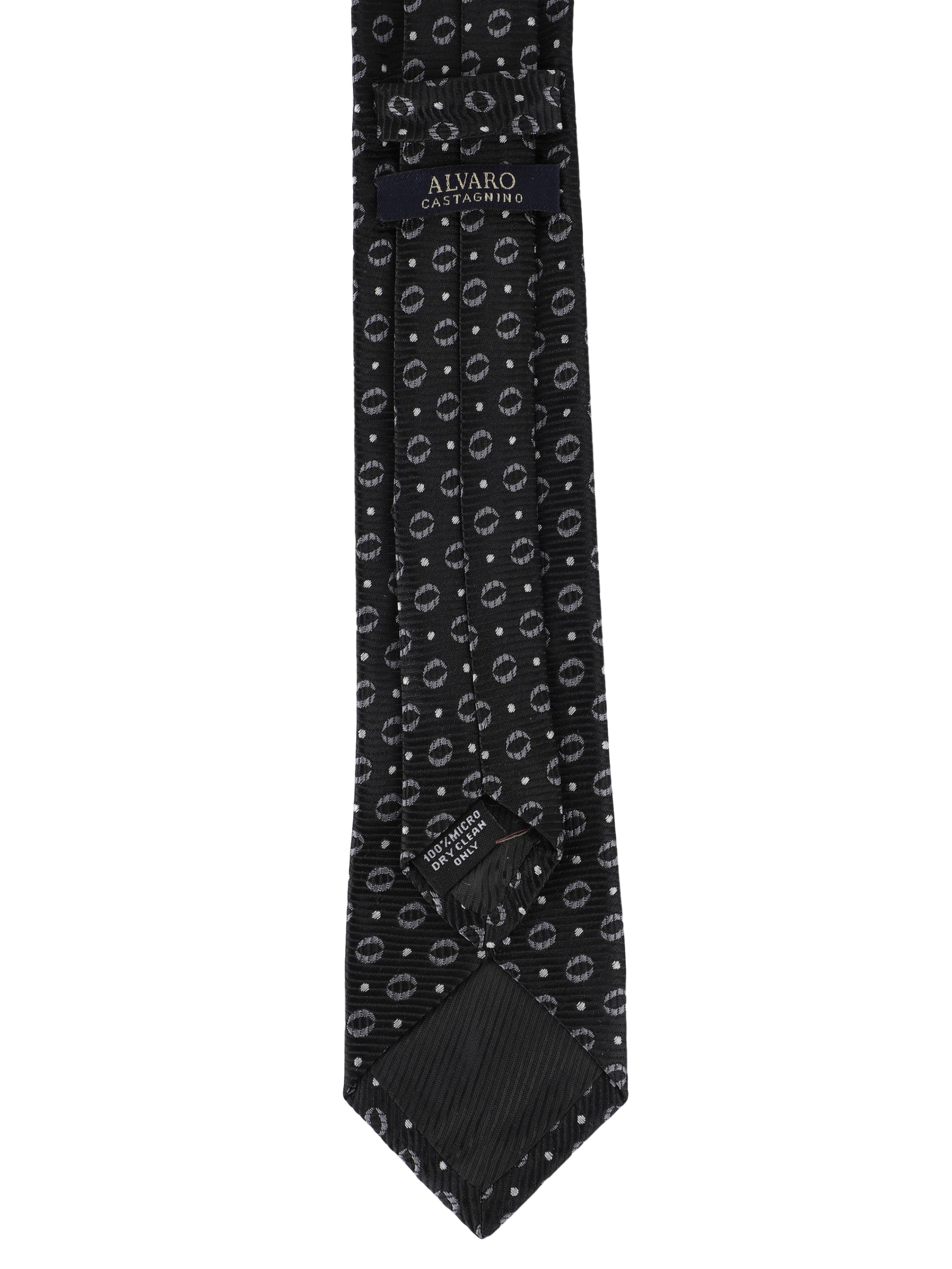 Alvaro Castagnino Microfiber Black & Grey Coloured Printed Necktie with same fabric box for Men