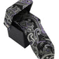 Alvaro Castagnino Microfiber Black & Multi Coloured Printed Necktie with same fabric box for Men