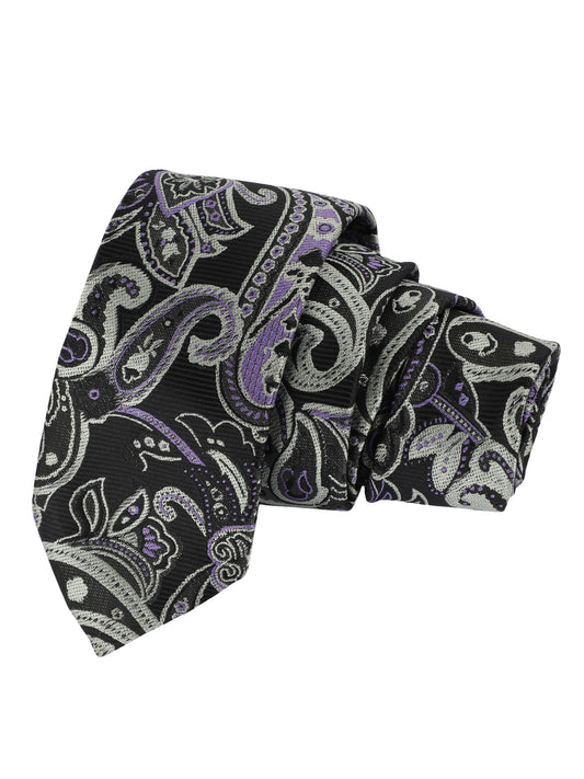 Alvaro Castagnino Microfiber Black & Multi Coloured Printed Necktie with same fabric box for Men
