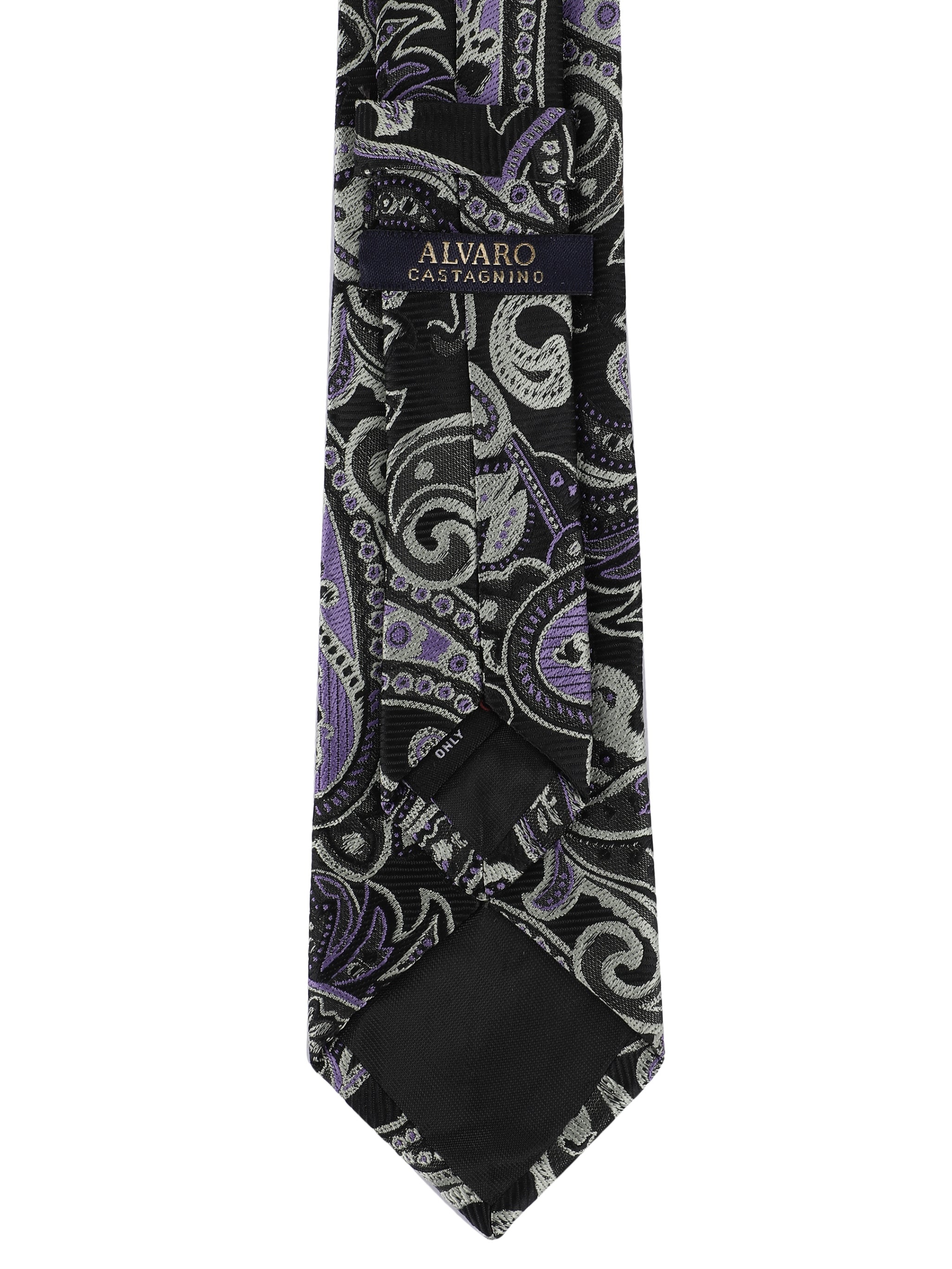 Alvaro Castagnino Microfiber Black & Multi Coloured Printed Necktie with same fabric box for Men