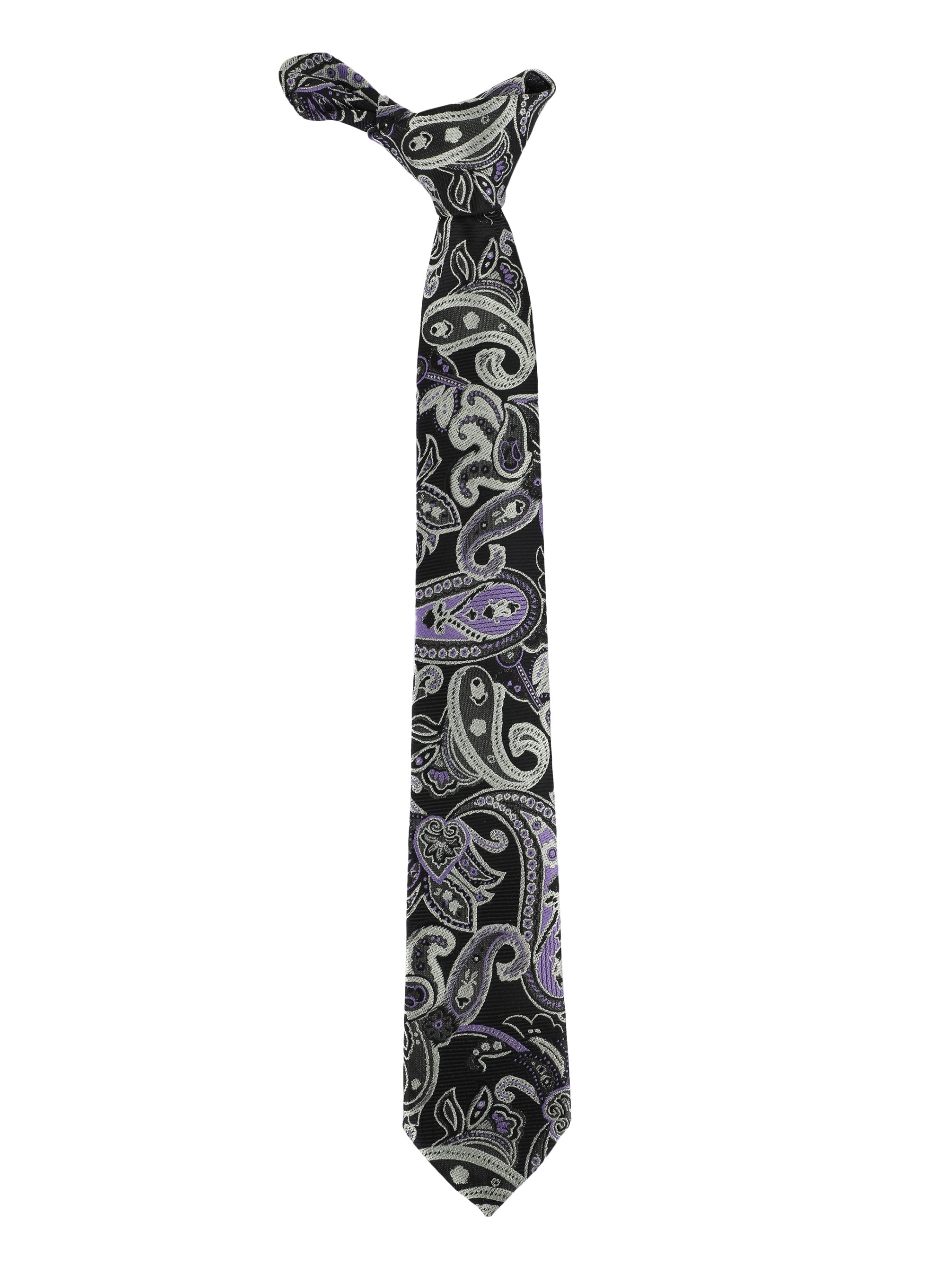 Alvaro Castagnino Microfiber Black & Multi Coloured Printed Necktie with same fabric box for Men