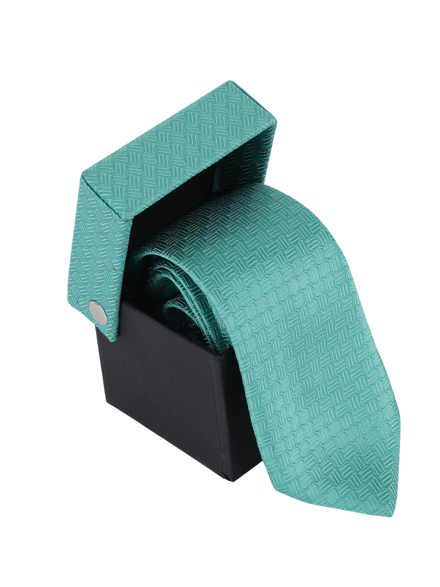 Alvaro Castagnino Microfiber Turquoise Colored Printed Necktie with same fabric box for Men